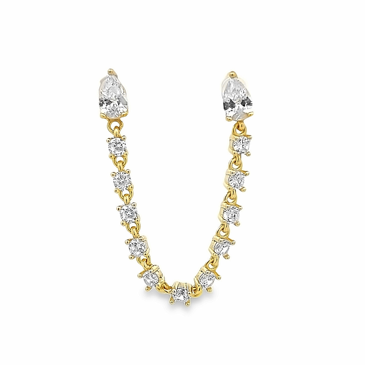 ARETES COLGANTES CON CRISTALES EN PLATA 925 CON BAÑO DE ORO AMARILLO