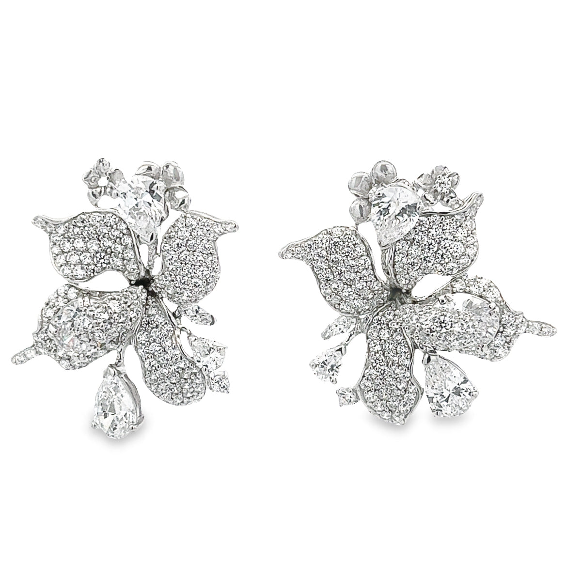 EARRING SILVER CENTER WHITE CZ