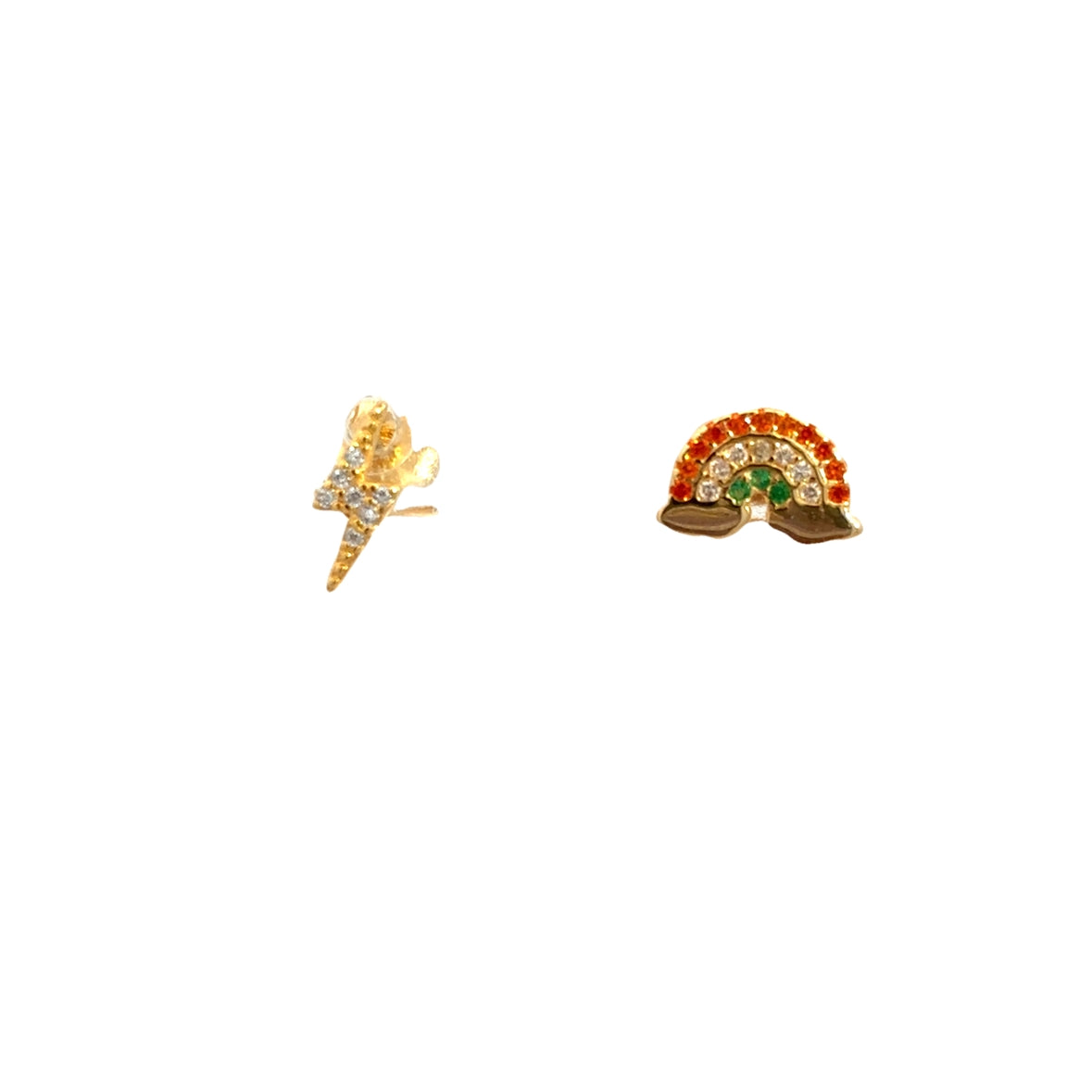 925GD RAY AND RAINBOW MULTICOLOR CZ EARRINGS