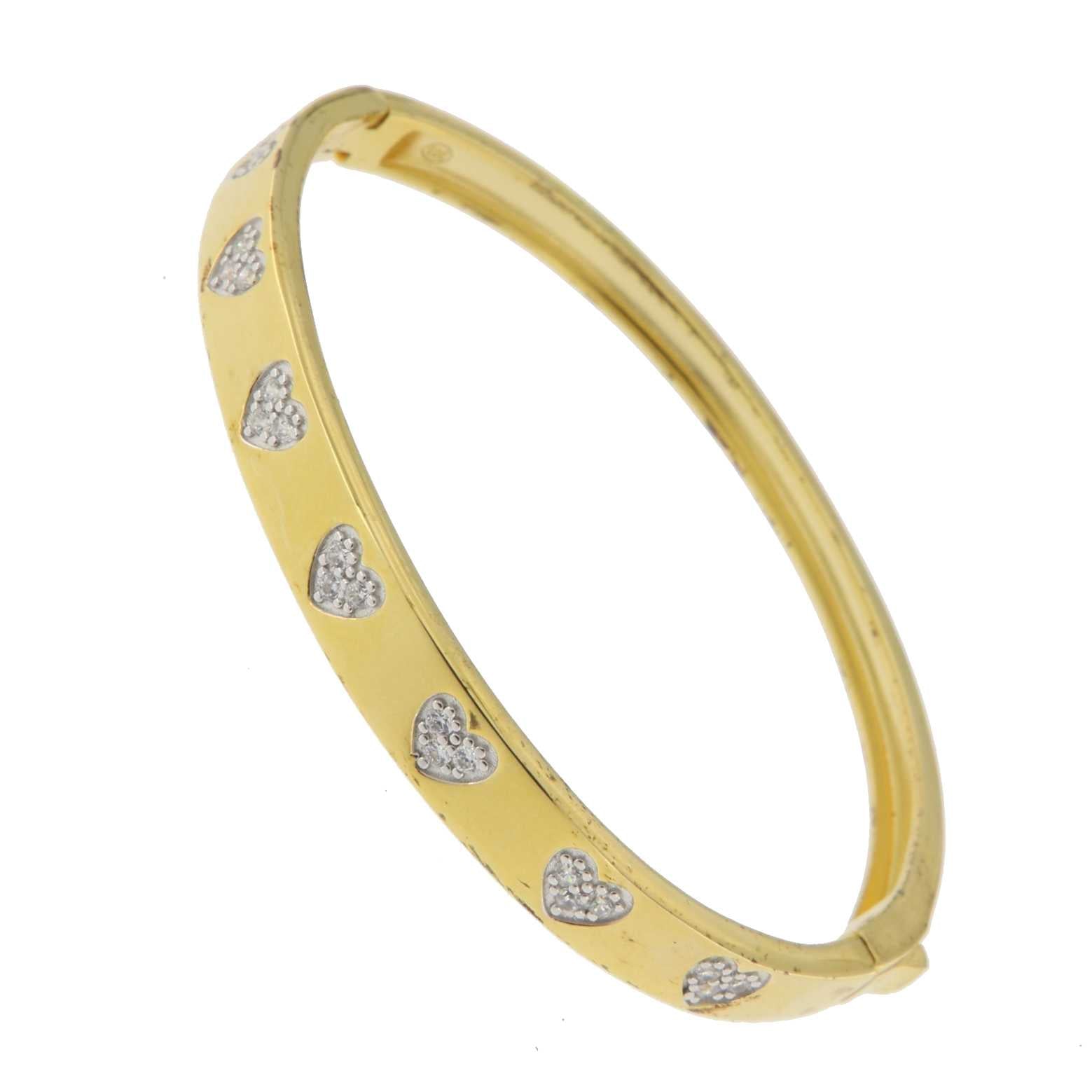 925YG STATION HEART PAVE BANGLE