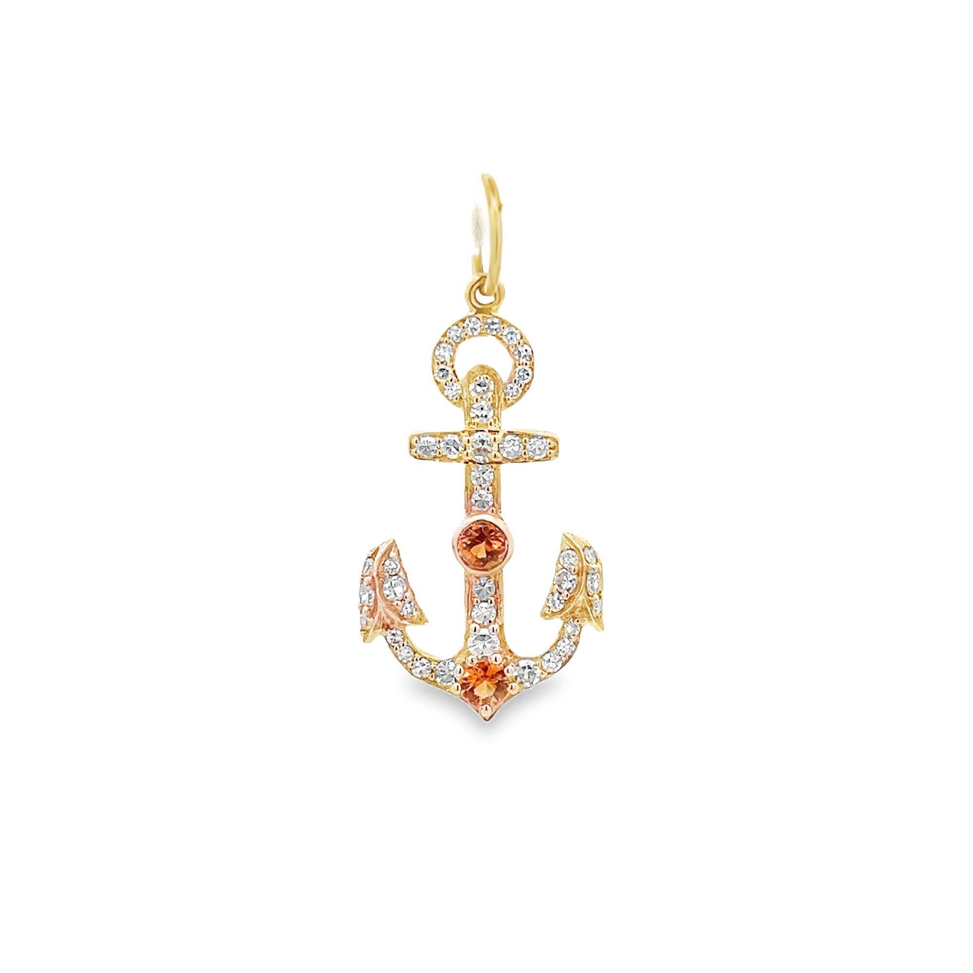 D1.24CT 14KY ANCHOR PAVE CHARM CIT0.75CT