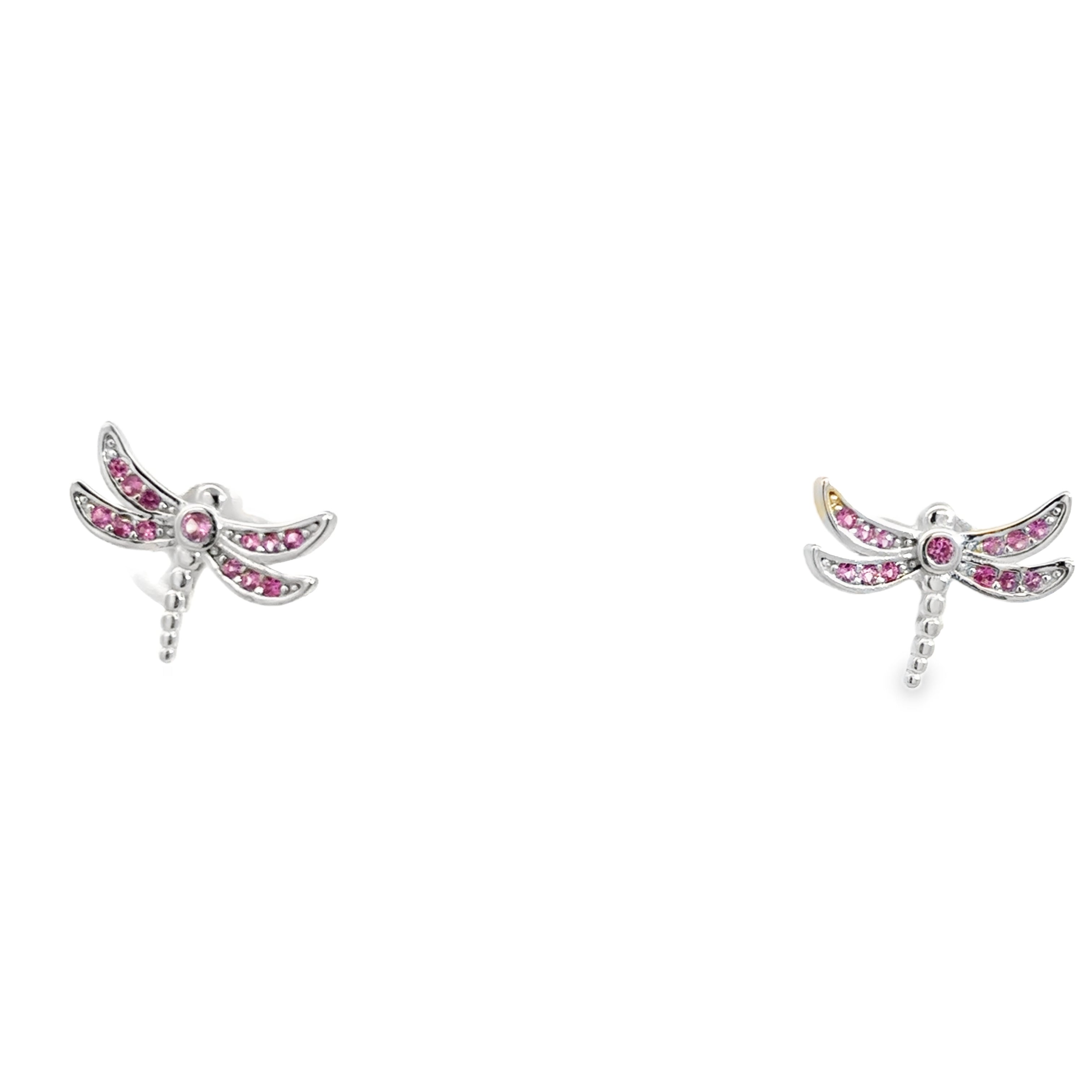 925SS DRAGONFLY PINK CZ EARRINGS