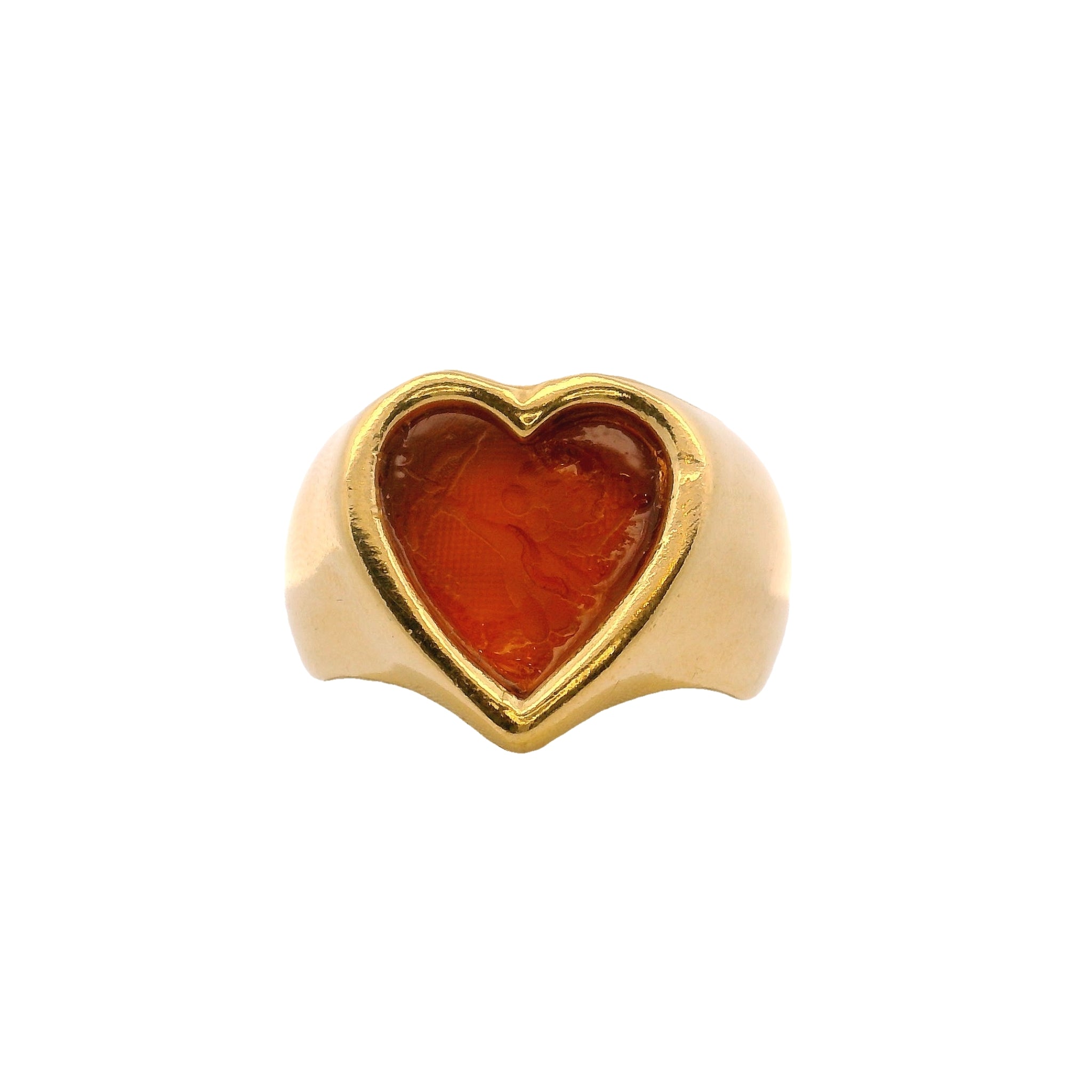 925GG HEART AND CUPIDO YELLOW RING T7