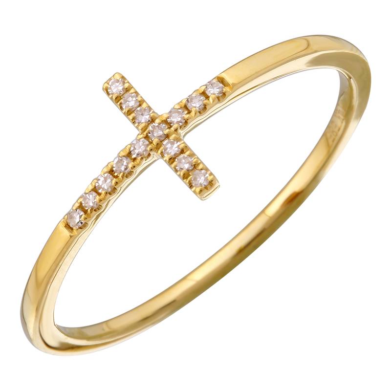 D0.05CT 14KY CROSS PAVE RING T6.5