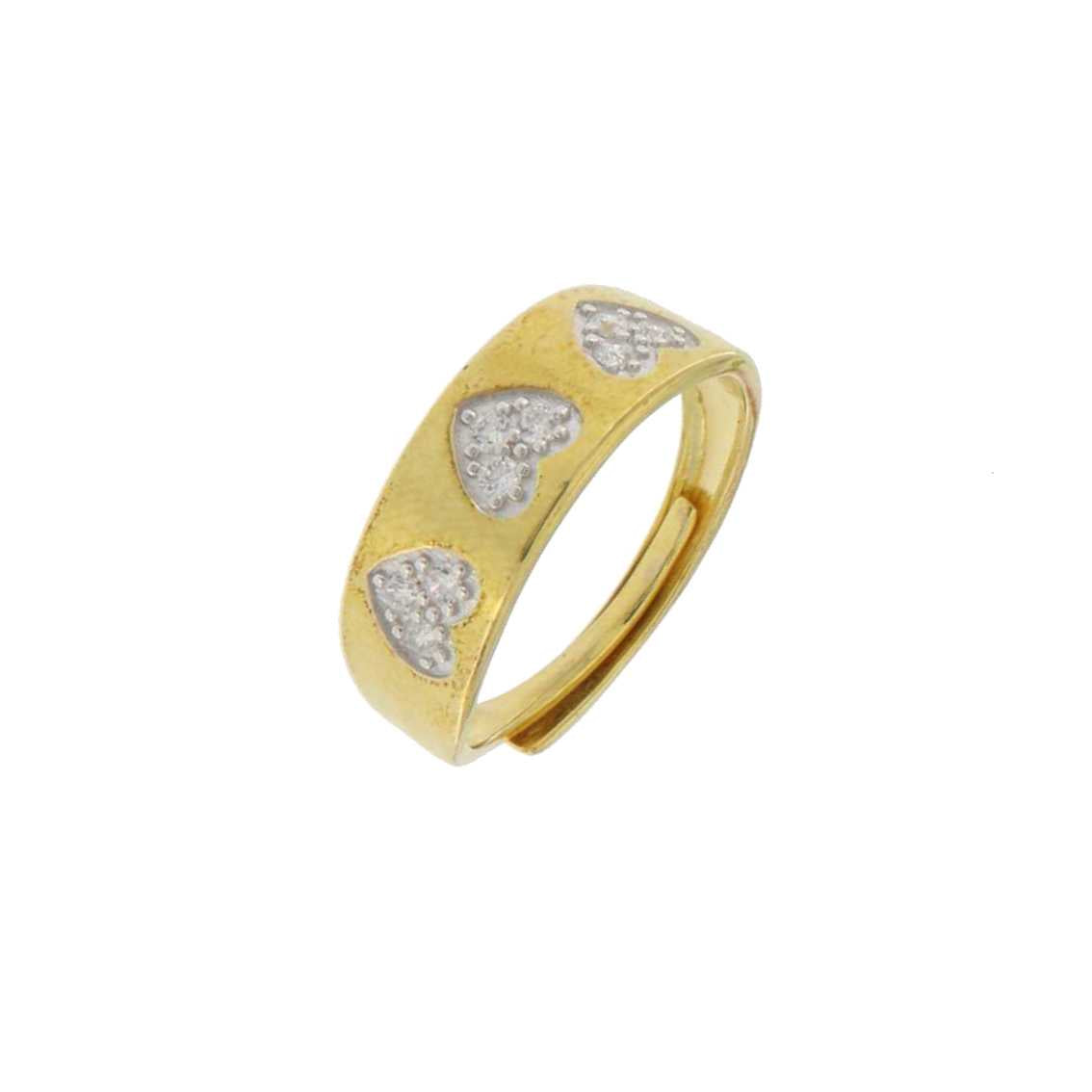 925YG TRIPLE HEART PAVE ADJUSTABLE RING