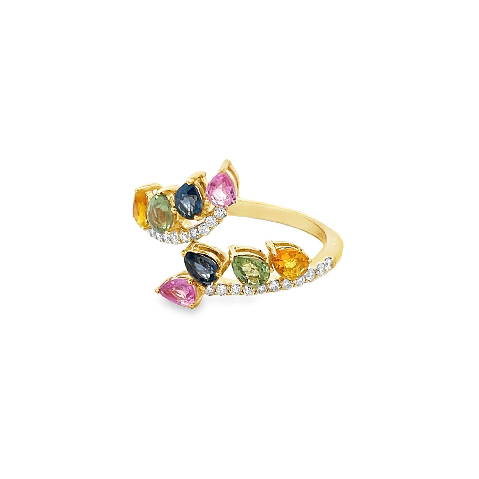 D0.22CT 18KY BYPASS PEAR CUT INCLINED RING MS1.64 T6.5