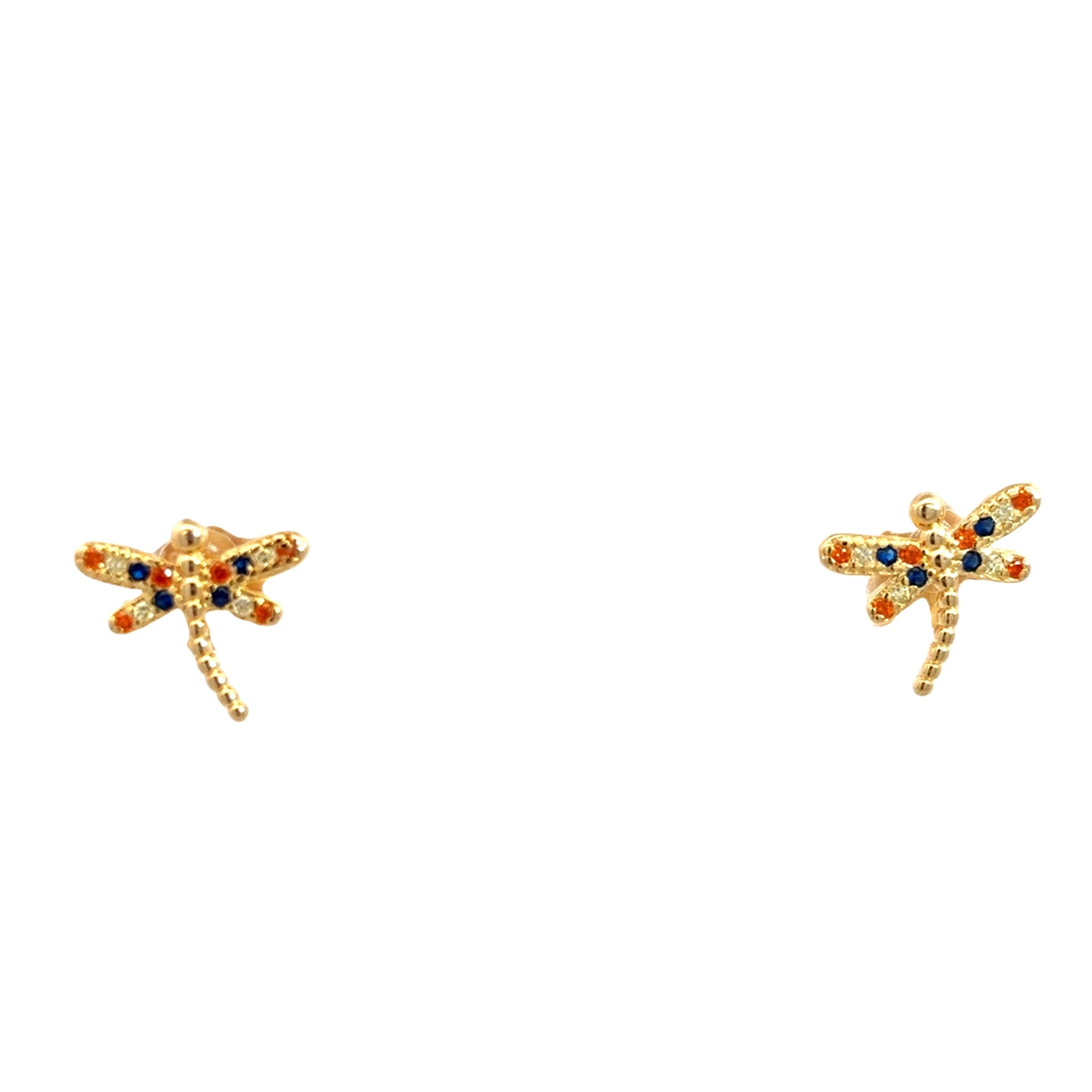 925GD DRAGONFLY MULTICOLOR CZ EARRINGS