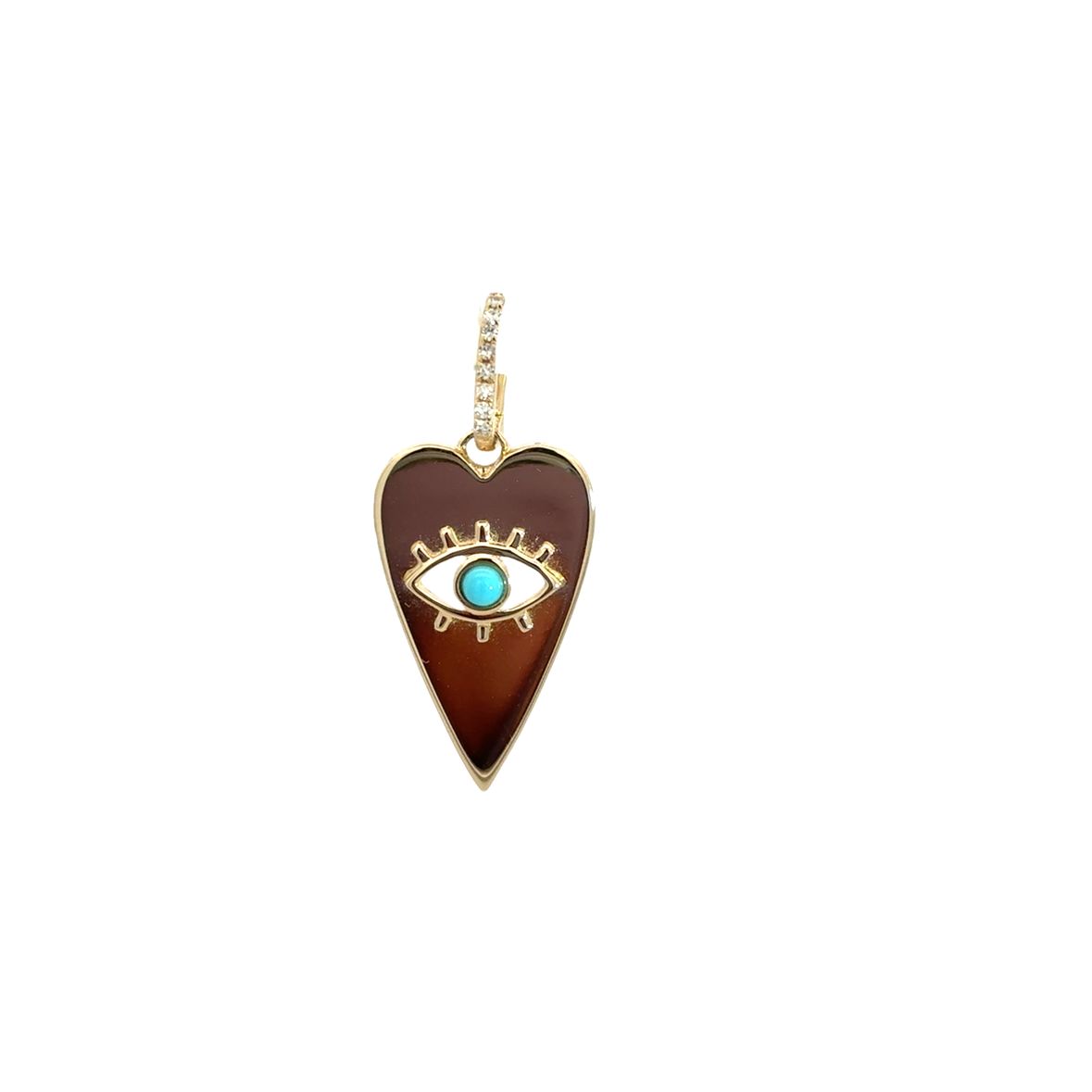 D0.02CT 14KY HEART AND EYE EVIL CHARM TQ0.04CT