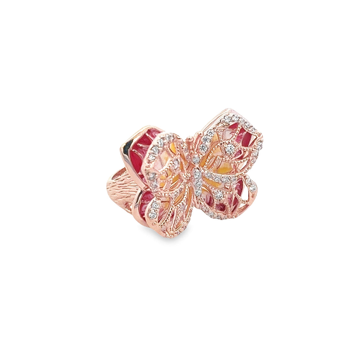 RING SILVER CENTER WHITE CZ ENAMEL