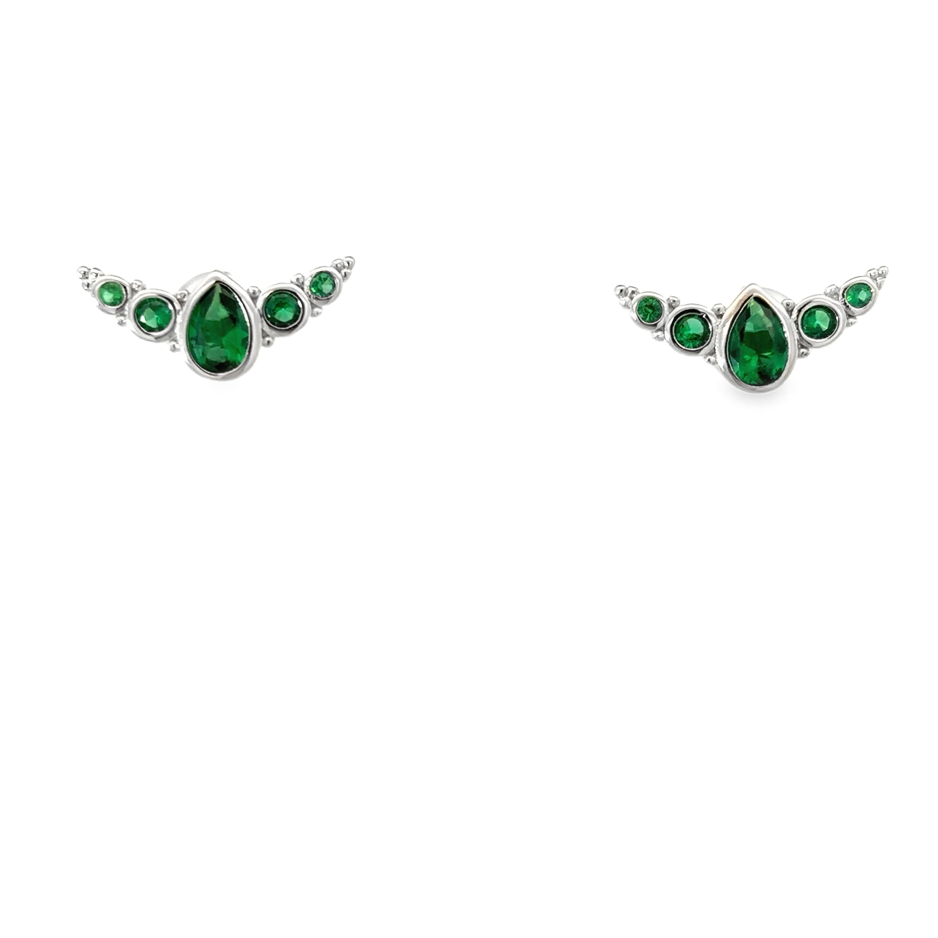 SILVER EARRINGS WITH GREEN STONES