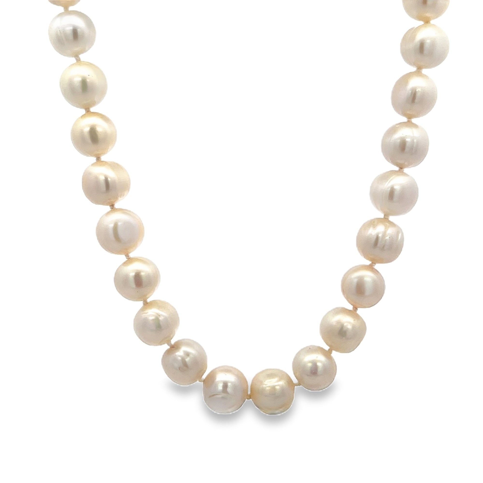 WHITE PEARL STERLING SILVER CLASP 10MM 18INCH NECKLACE - C'SANTOS