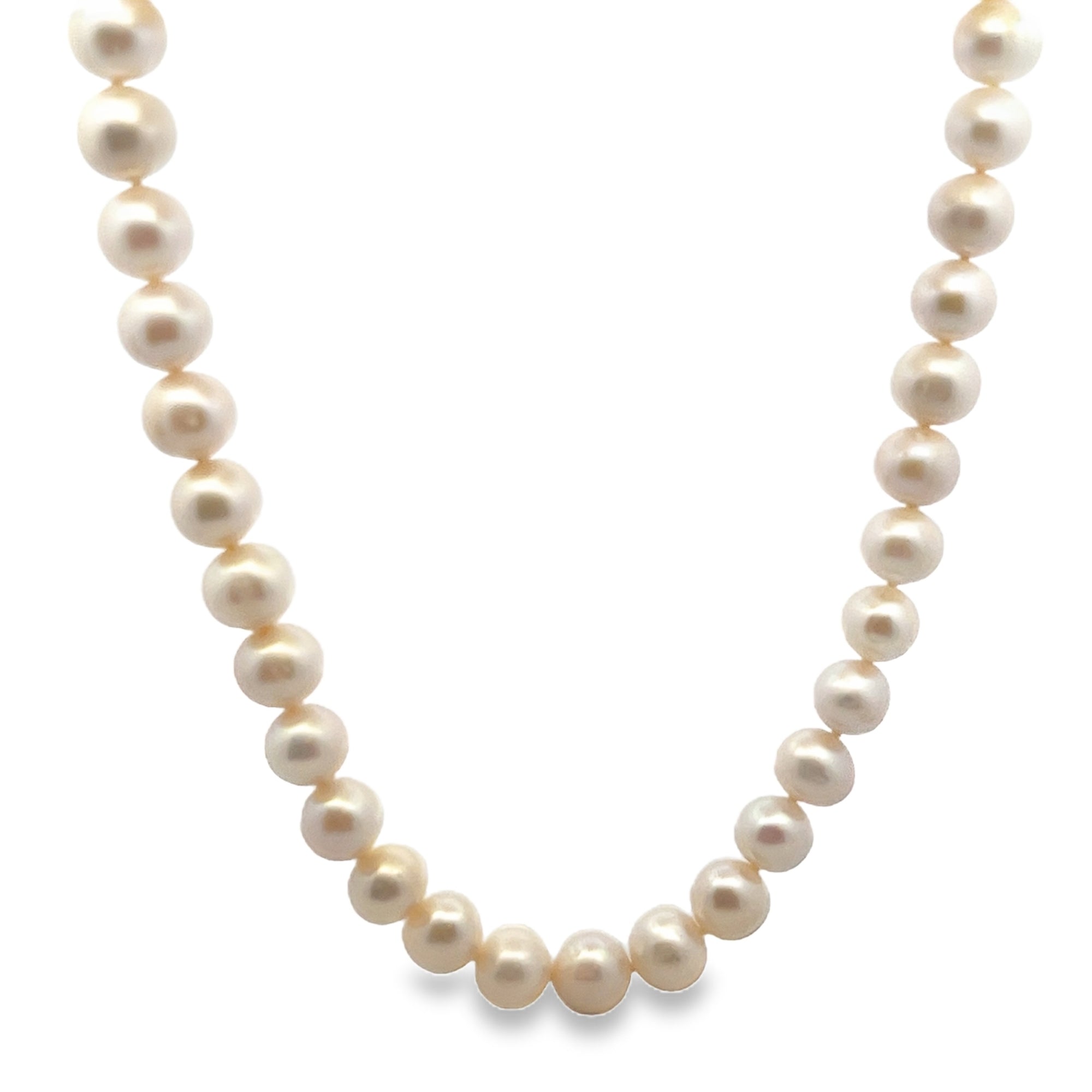 WHITE PEARL STERLING SILVER CLASP 10MM 35INCH NECKLACE - C'SANTOS