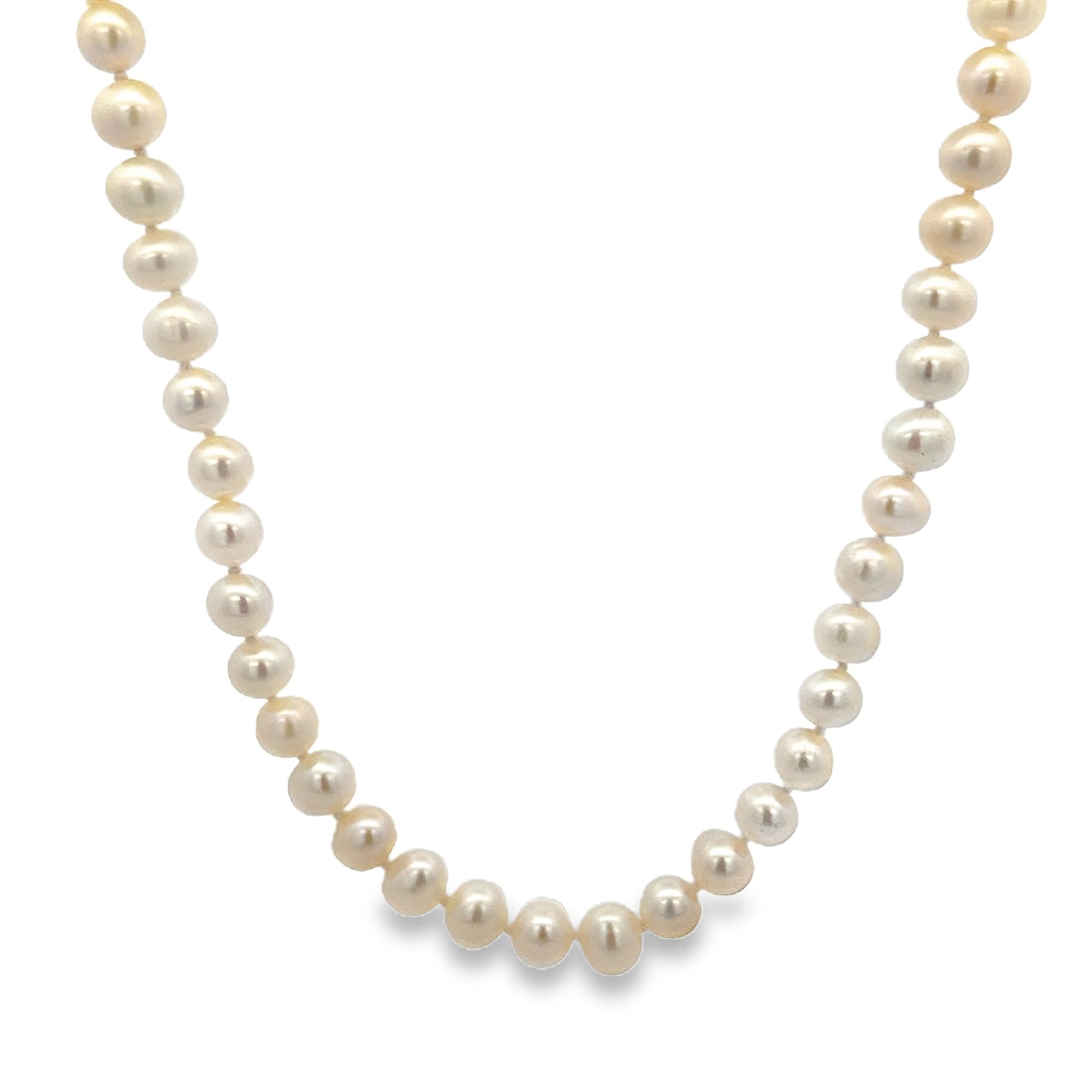 WHITE PEARL WITH STERLING SILVER CLASP 5.5MM NECKLACE - C'SANTOS