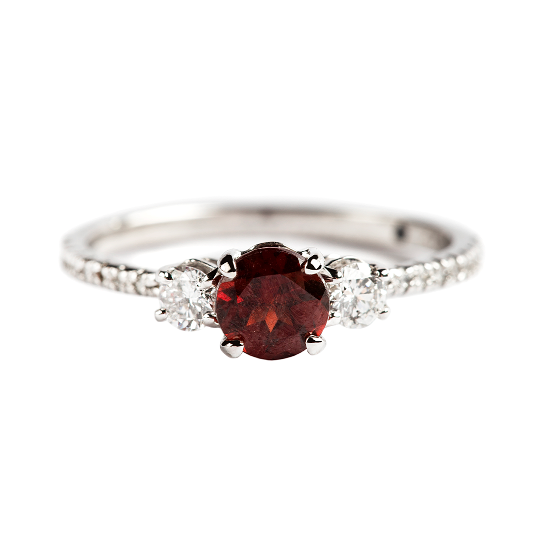 5 MM ROUND CUT RED GARNET MICROPRONG ENGAGEMENT RING