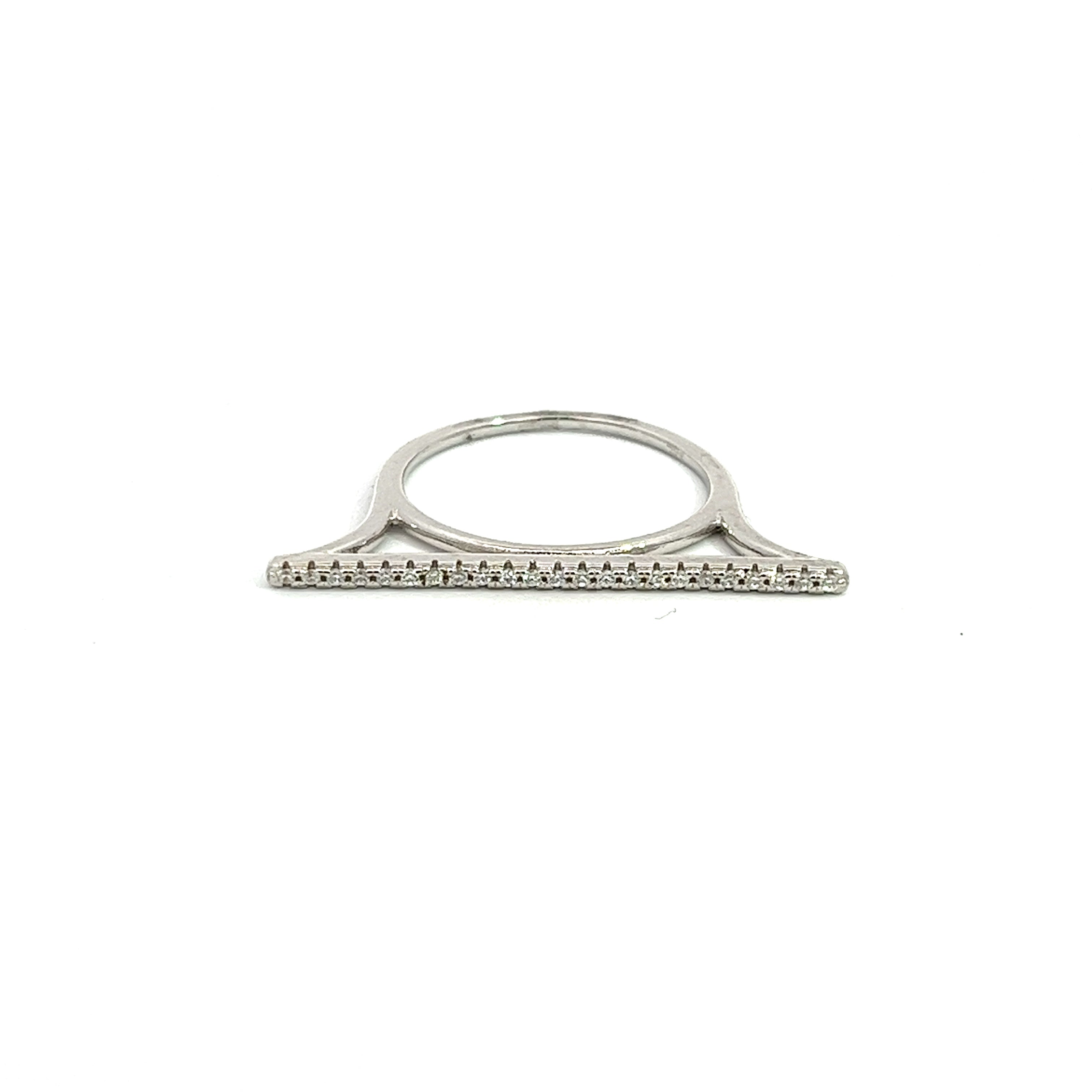925 SILVER LINEAR BAR RING WITH CRYSTALS