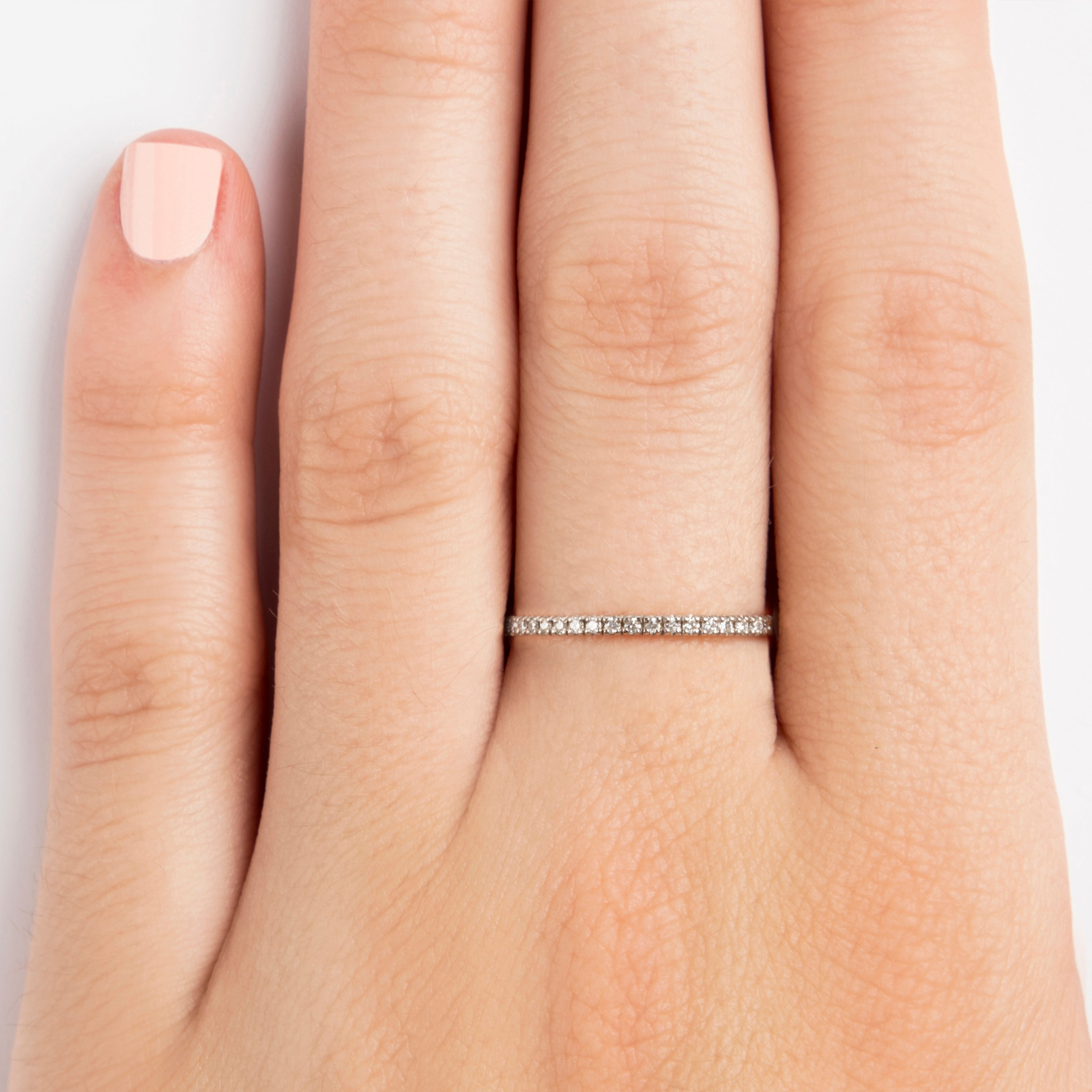 14K WHITE GOLD SEMI INFINITY RING WITH DIAMONDS