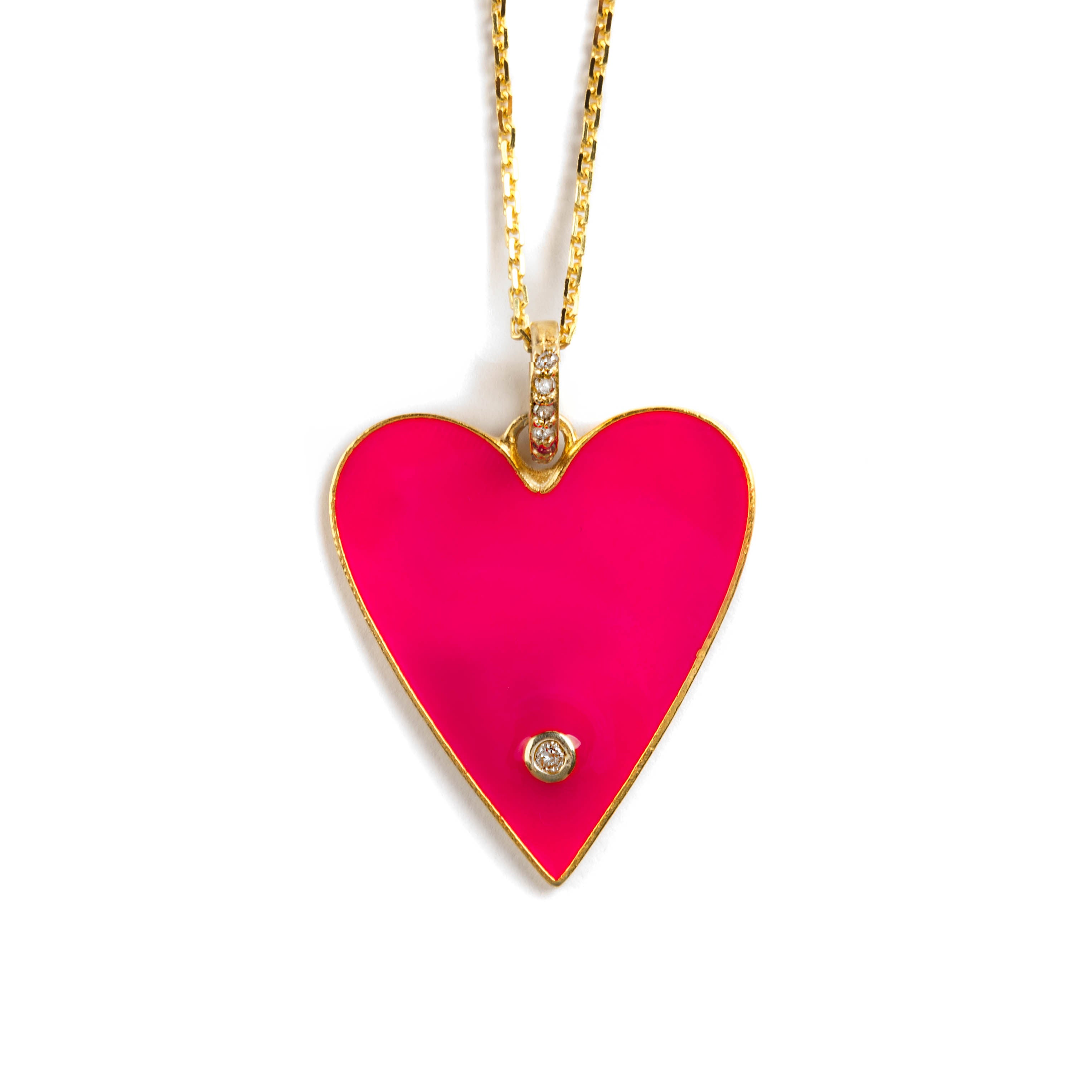 925 GOLD PLATED HEART CHARM WITH PINK ENAMEL