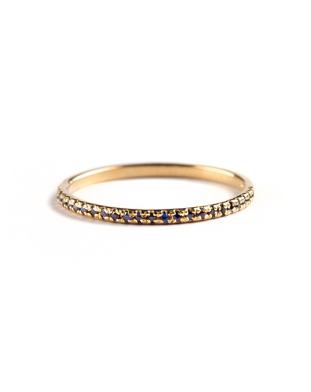 Semi Infinity Blue Sapphire Ring Set in 14K Yellow Gold