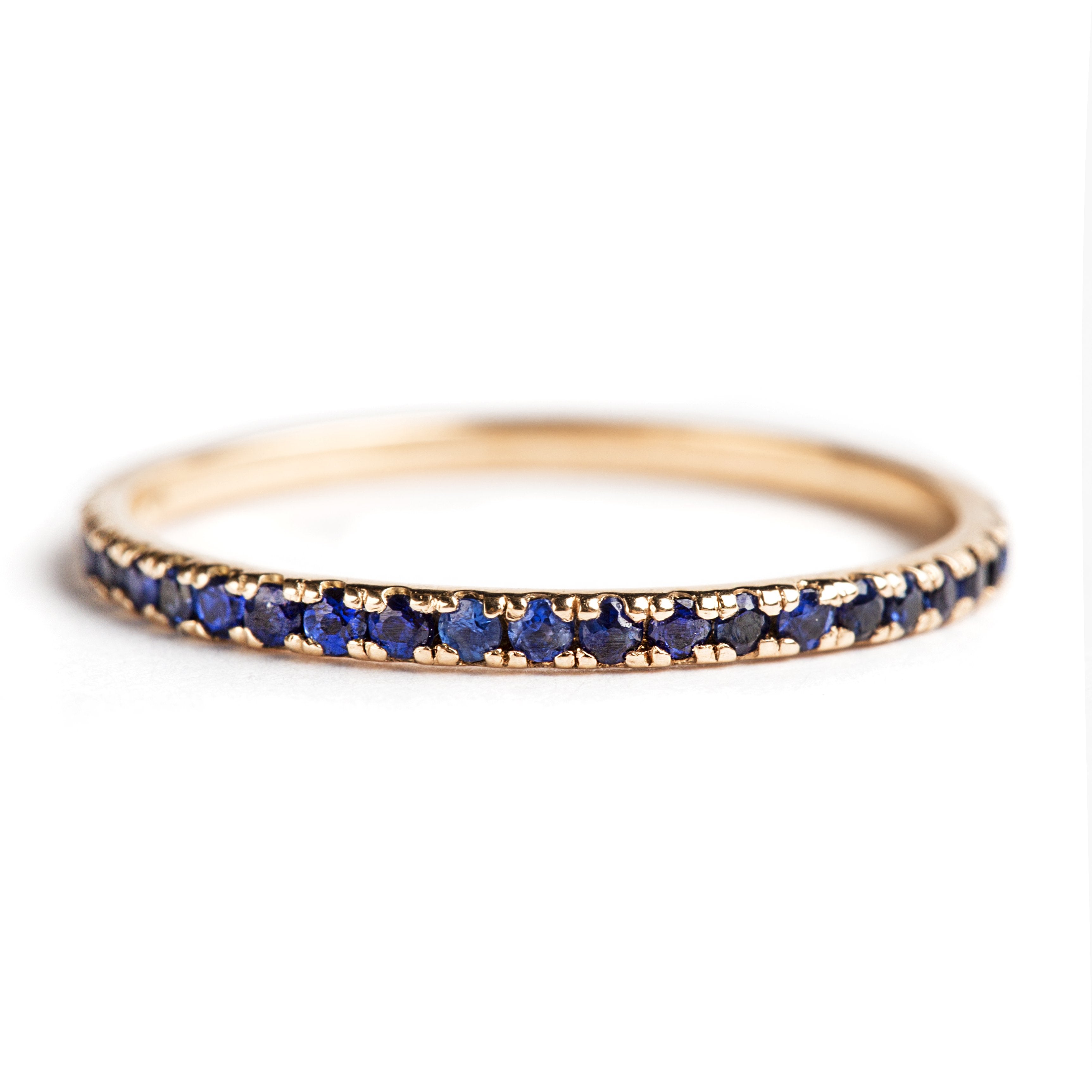 BLUE SAPPHIRE SEMI INNFINITY RING SET IN 14K ROSE GOLD