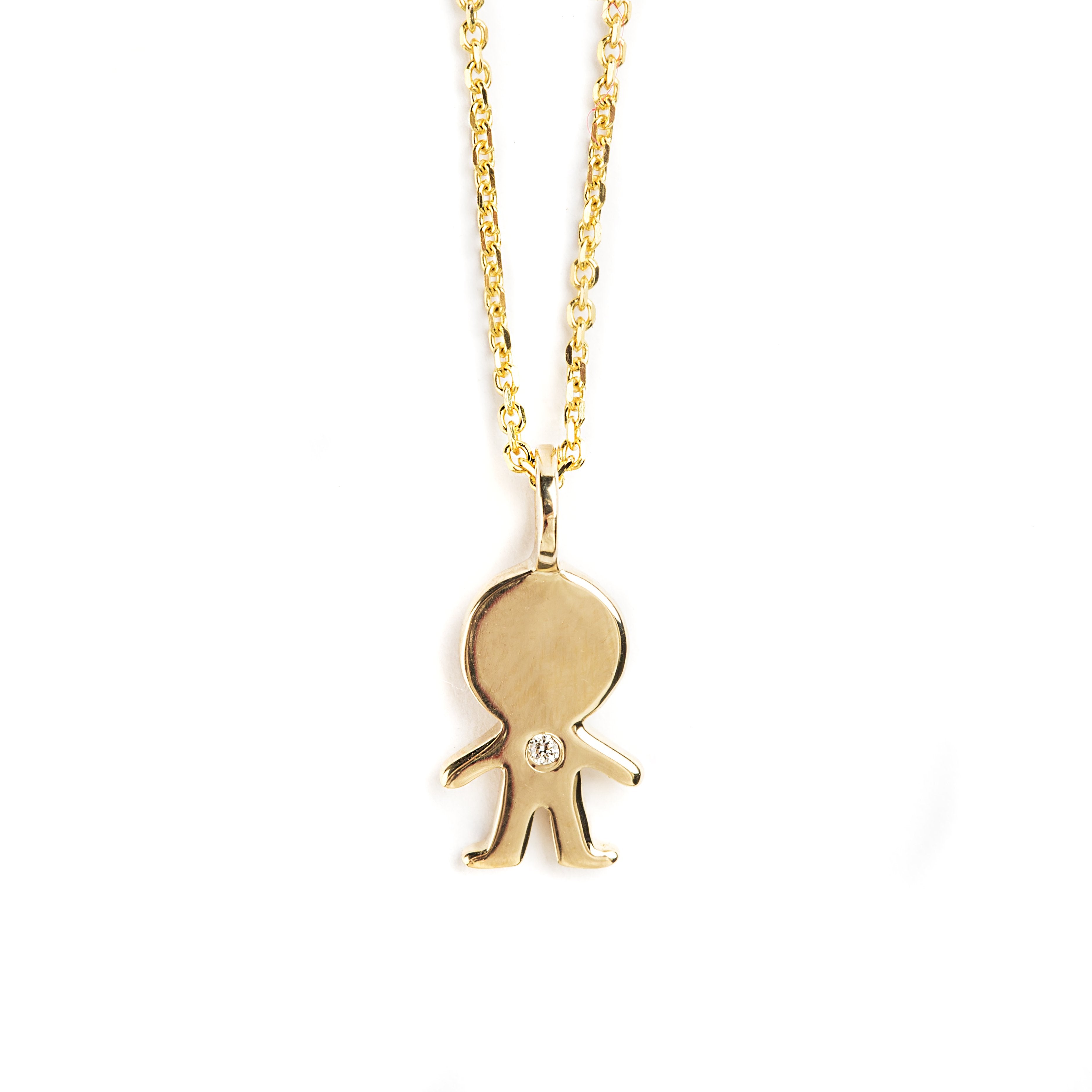 D0.03CT 14K GOLD DIAMOND BOY PENDANT