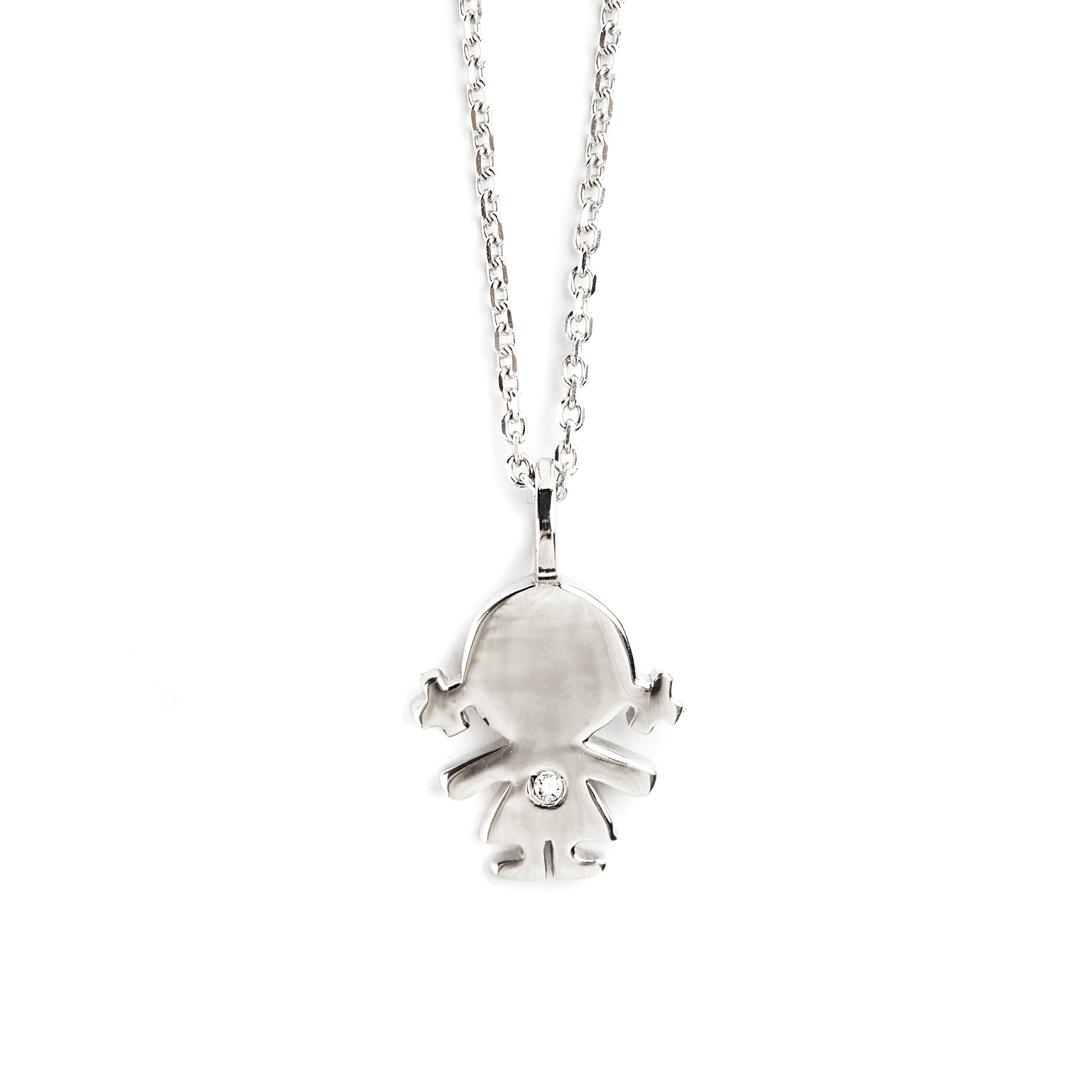 D0.03CT 14K WHITE GOLD DIAMOND GIRL PENDANT