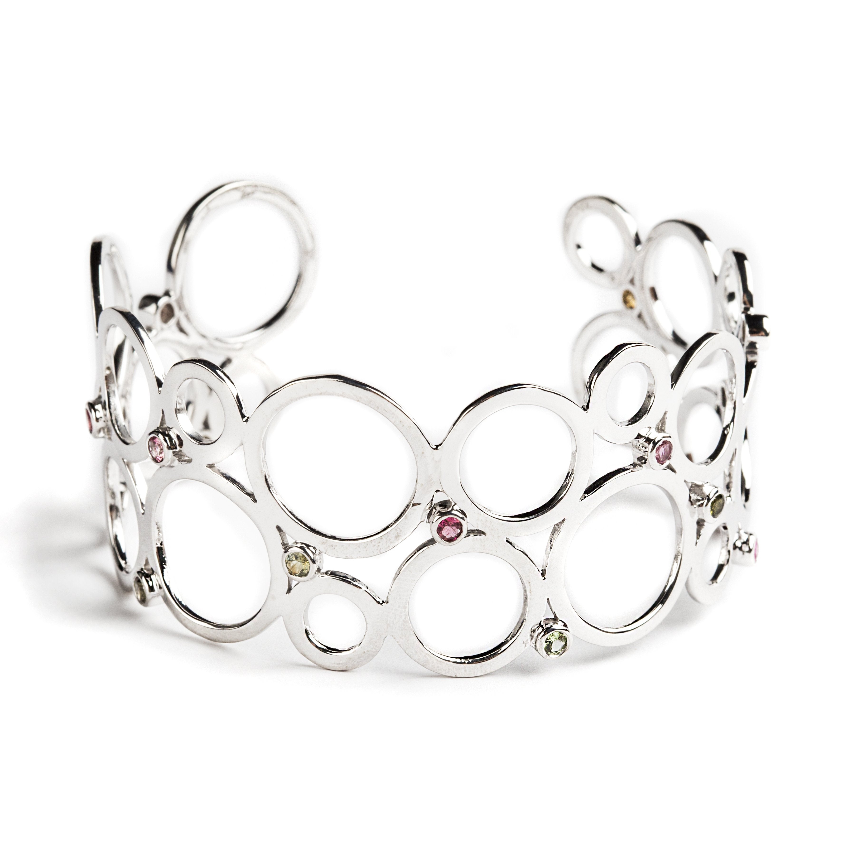BRAZALETE REDONDO DE PLATA 925 CON TURMALINAS