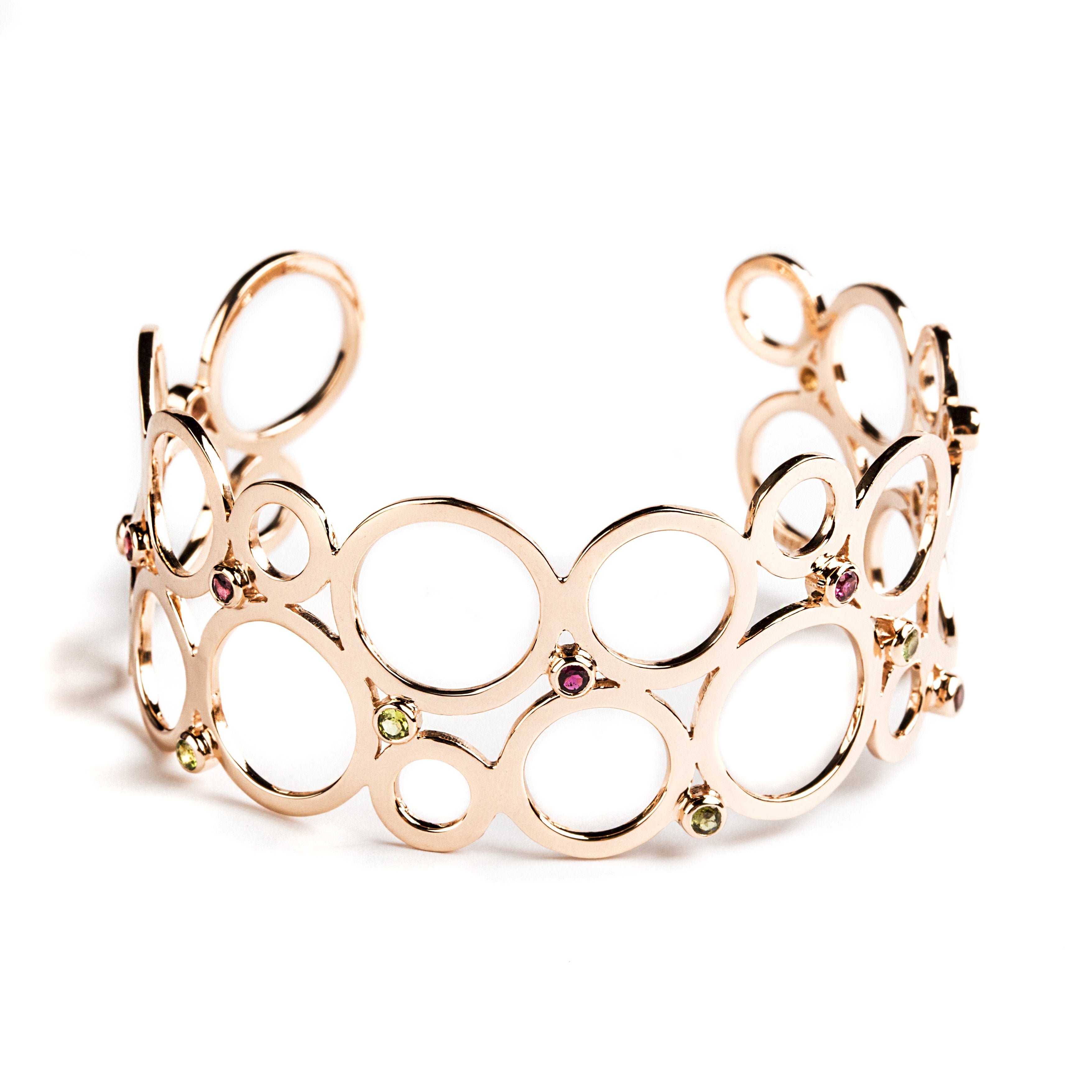 BRAZALETE REDONDO DE PLATA 925 CON TURMALINAS