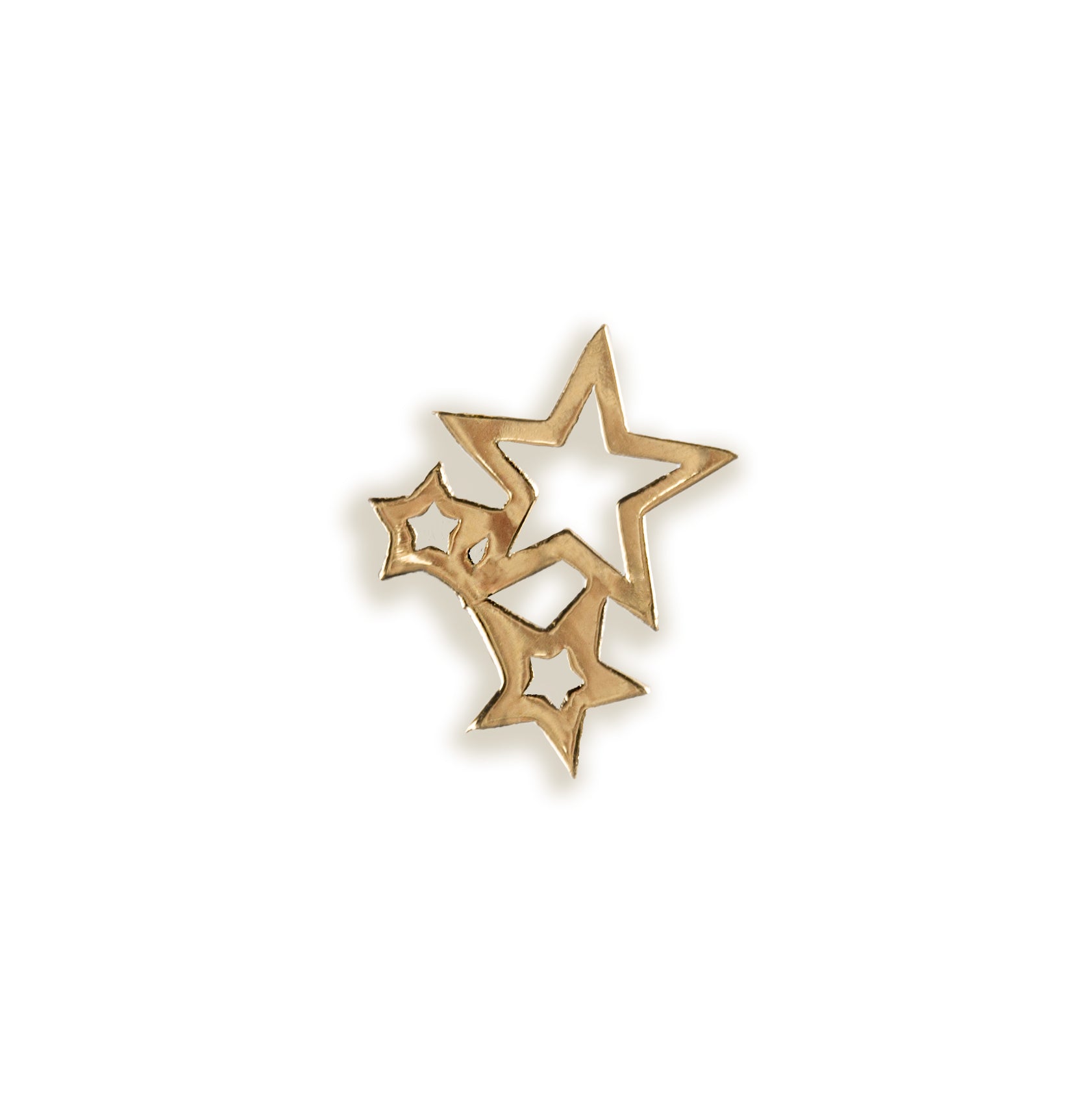 PIERCING CON TRES ESTRELLAS EN ORO AMARILLO DE 14K