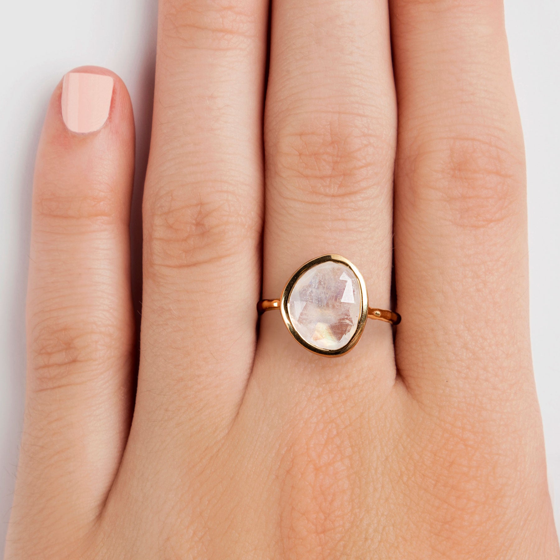 925 SILVER GOLD PLATED MOONSTONE RING