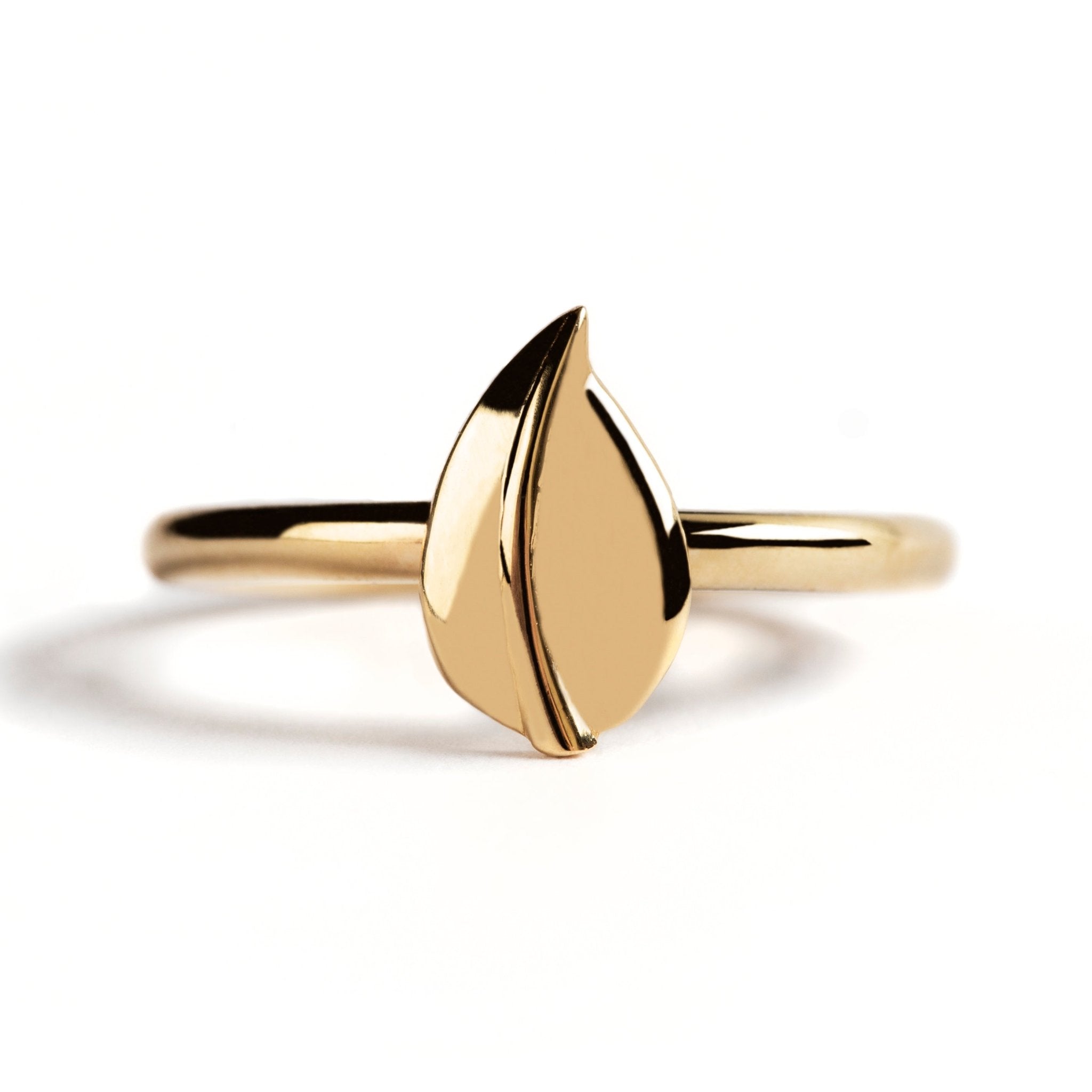 ANILLO DE HOJA EN ORO AMARILLO 14K 10MM - C'SANTOS