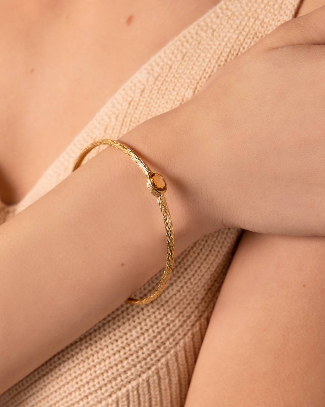 PULSERA DE CITRINA EN PLATA 925 CON BAÑO DE ORO AMARILLO