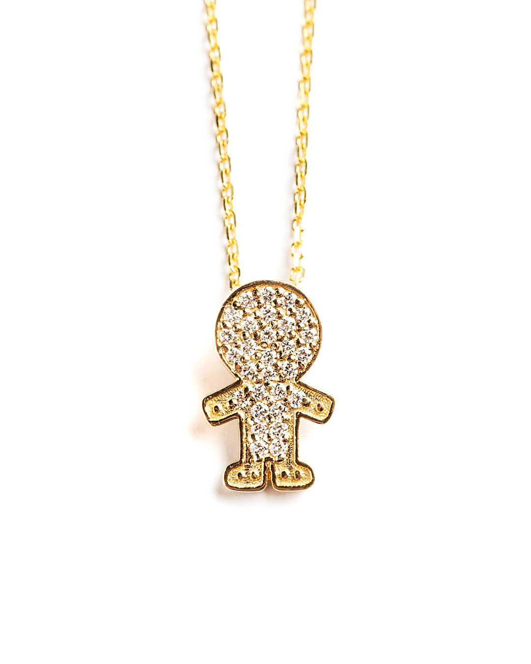 COLLAR CON NIÑO DE CRISTALES EN PLATA 925 CON BAÑO DE ORO AMARILLO