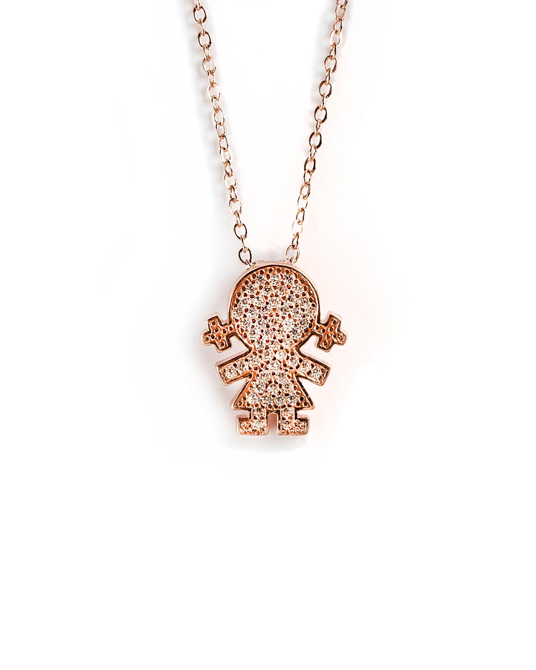 925 ROSE GOLD PLATED GIRL PENDANT WITH CRYSTALS