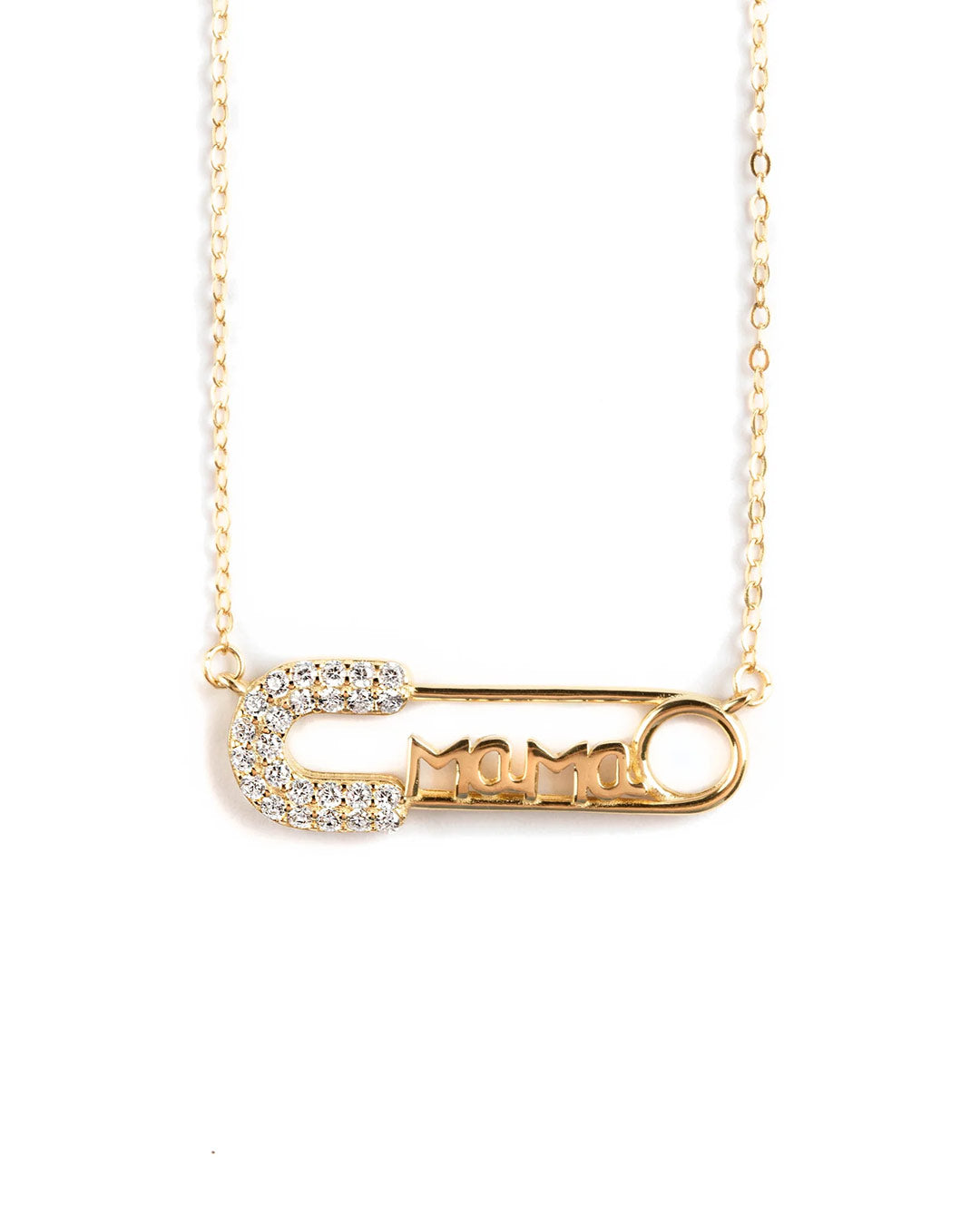 COLLAR CON PIN CRISTALES Y MAMMA EN PLATA 925 CON BAÑO DE ORO AMARILLO