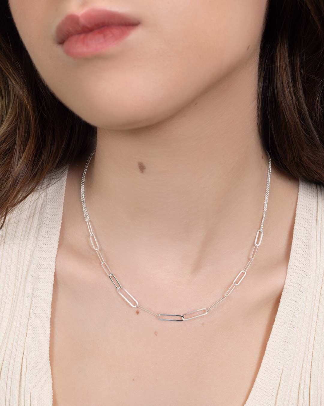 925 SILVER PLATED PAPER CLIP NECKLACE