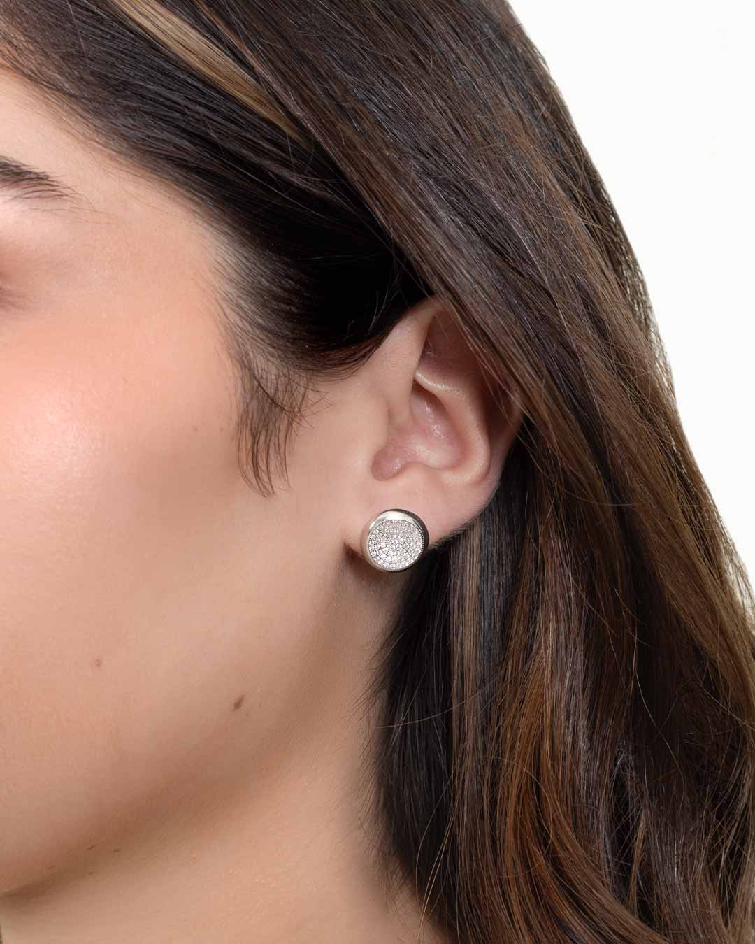 925 SILVER PLATED ROUND DISC EARRING