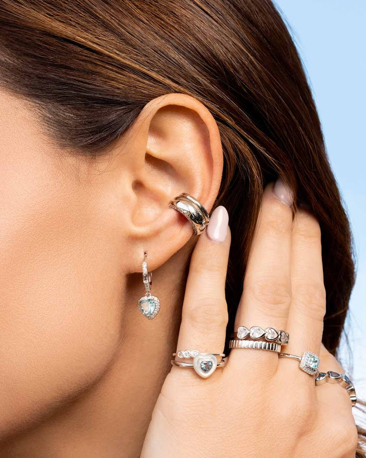 EAR CUFF SILVER CENTER WHITE CZ  RP