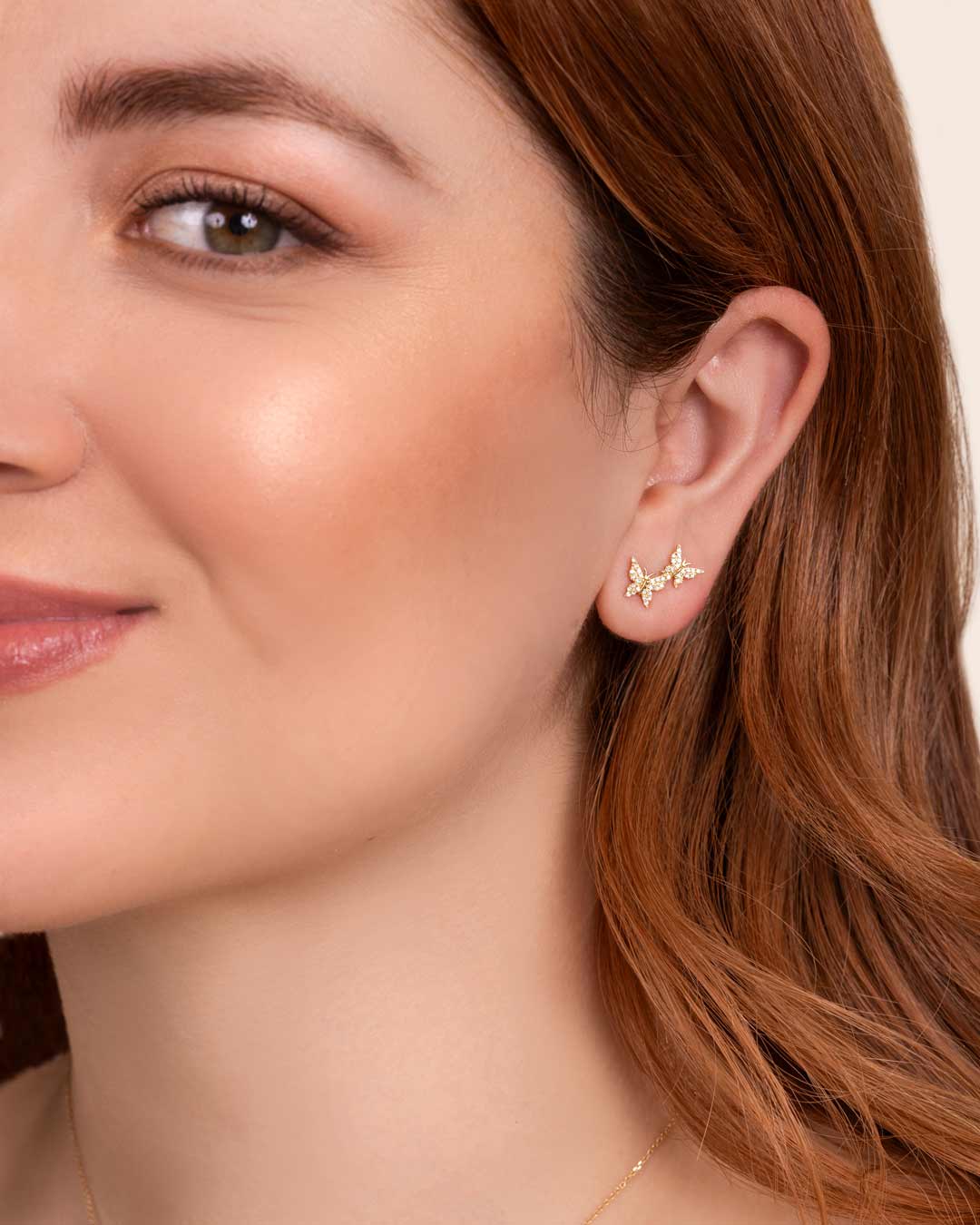 PENDIENTES MARIPOSA CON DIAMANTES EN ORO DE 14K