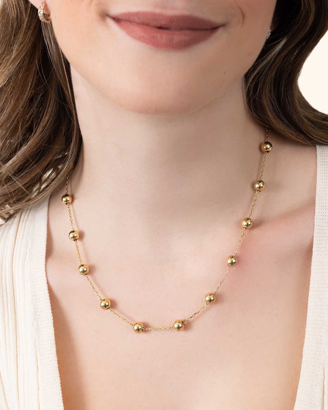 14K GOLD BEAD NECKLACE