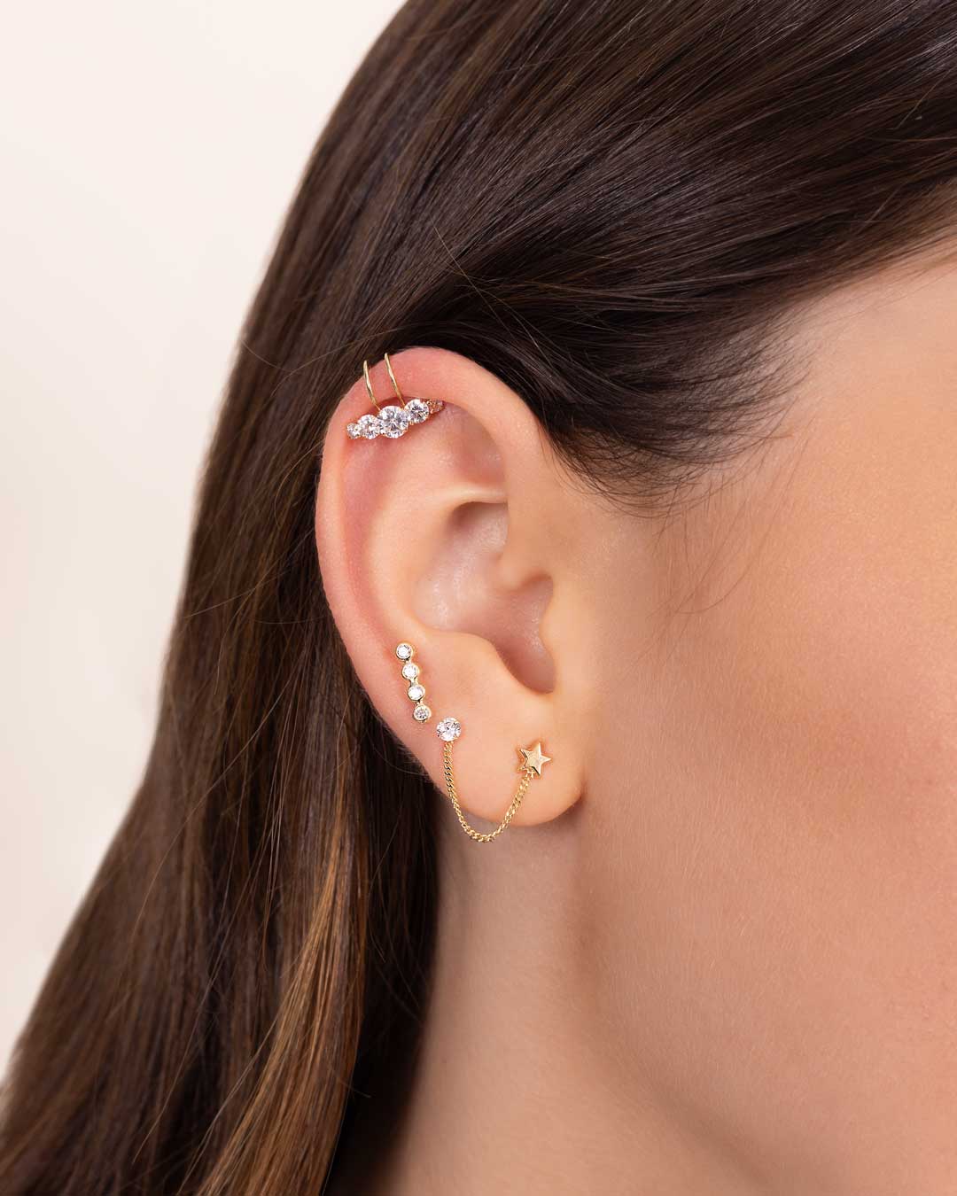 14K GOLD SINGLE PIERCING WITH CRYSTALS