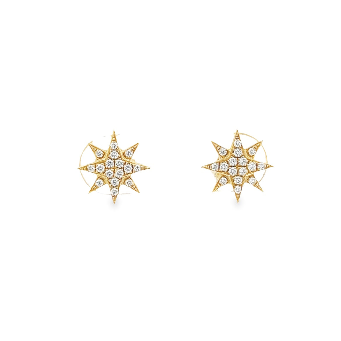 DIAMOND STAR EARRINGS SET IN 14K YELLOW GOLD