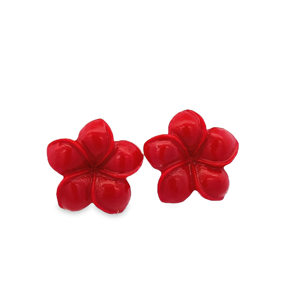 925 SILVER FLOWER EARRING SYNTHETIC RED