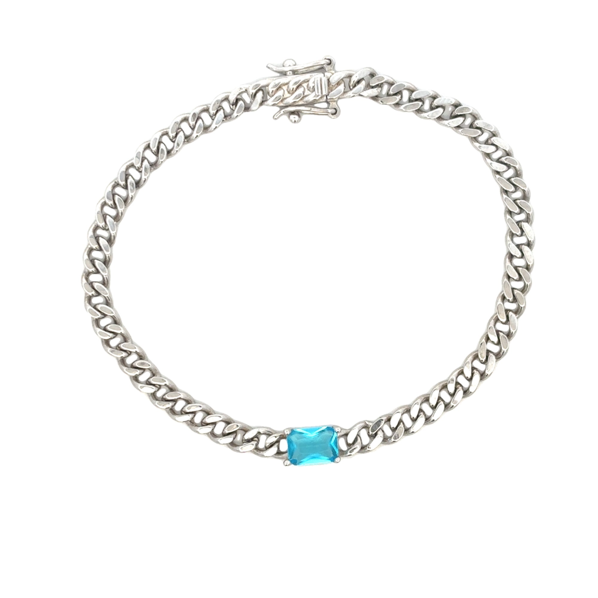 LIGHT BLUE CRYSTAL BRACELET SET IN 925 SILVER