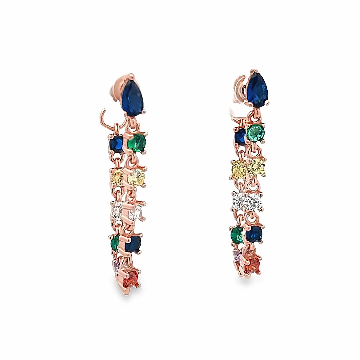 925 SILVER ROSE GOLD COLORED CRYSTAL EARRINGS