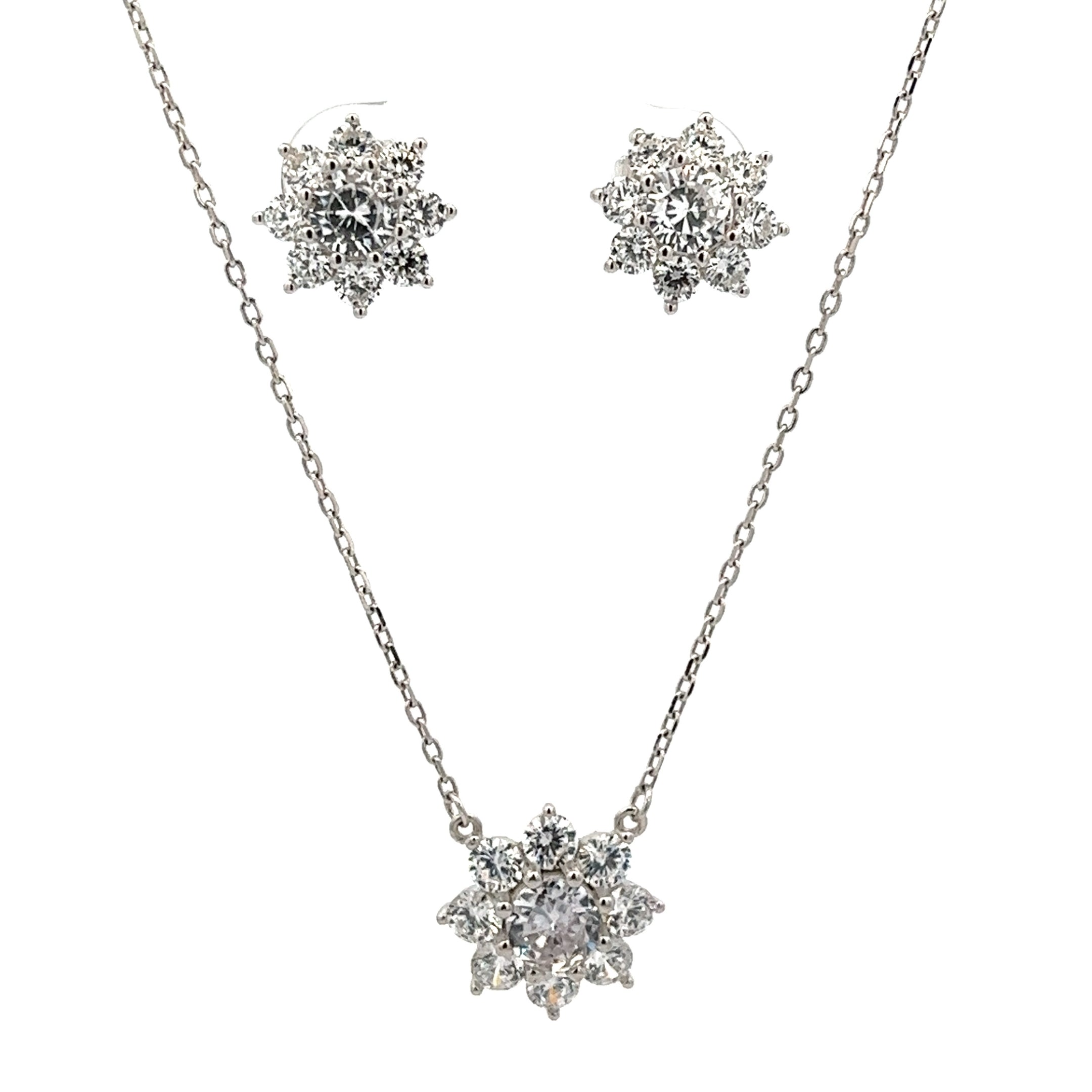 925 SILVER FLOWER SET WITH CRYSTAL