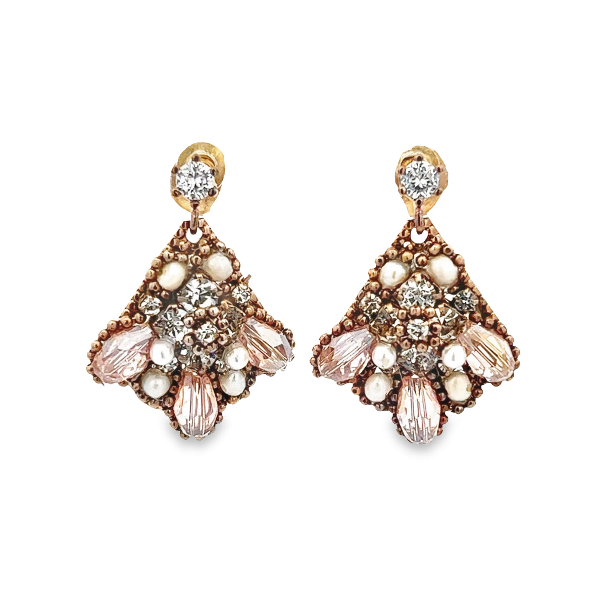 925 GOLD PLATED DROP EARRINGS WITH SWAROVSKI CRYSTALS