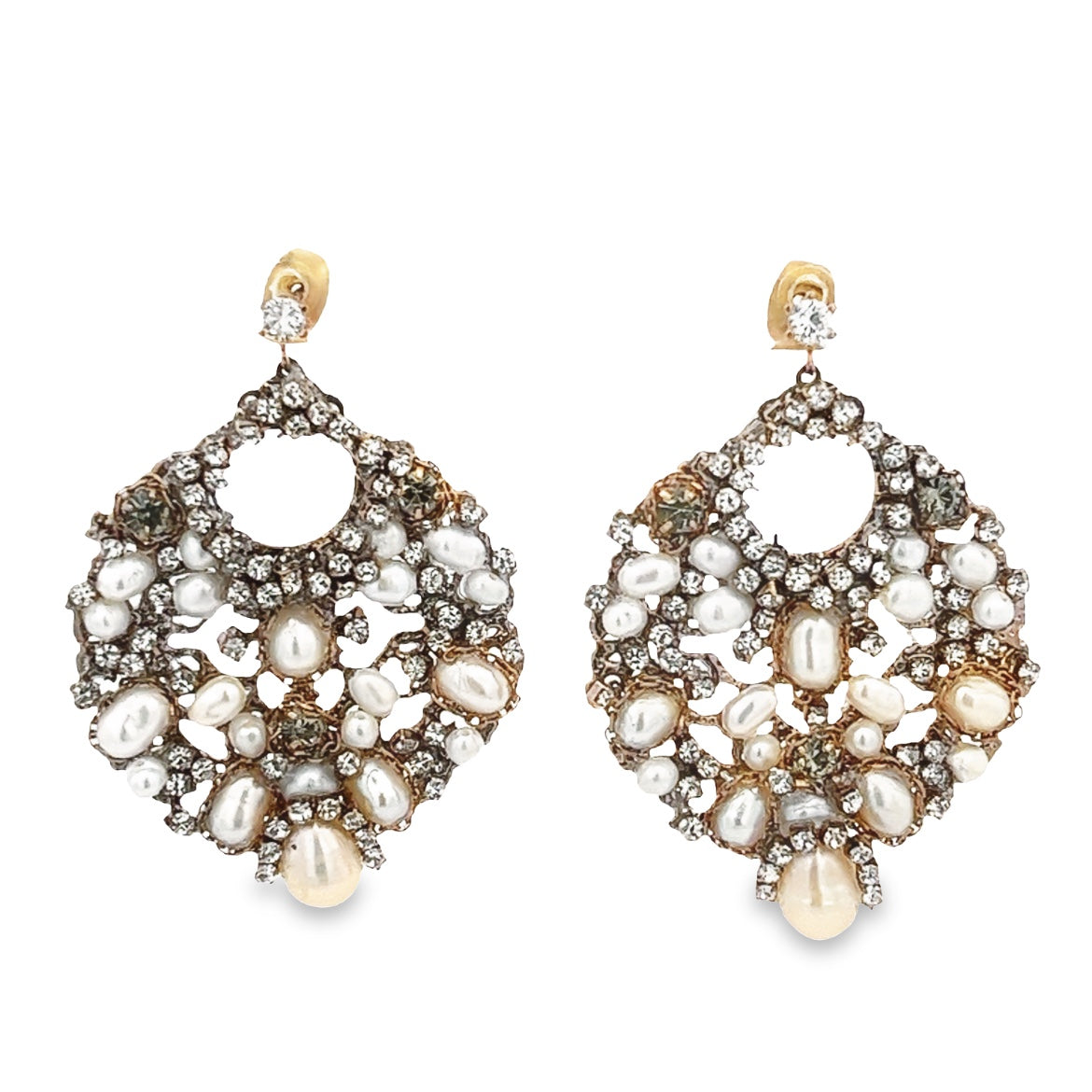 925 EARRINGS WITH SWAROVSKI  CRYSTALS AND PEARLS