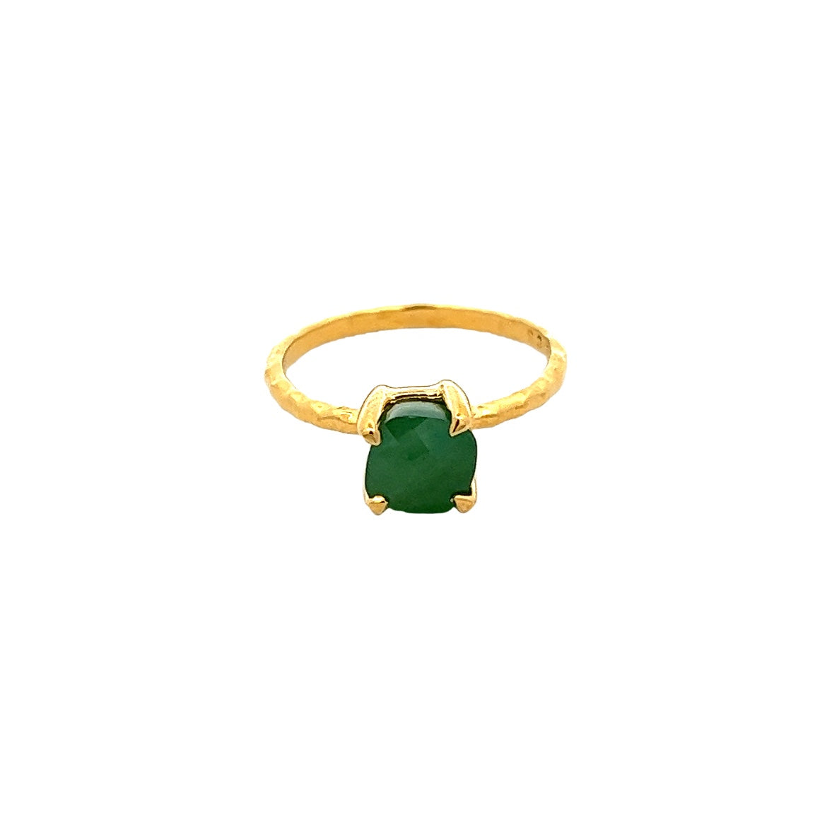 ANILLO DE AVENTURINA DE CUARZO VERDE BAÑADO EN ORO 925