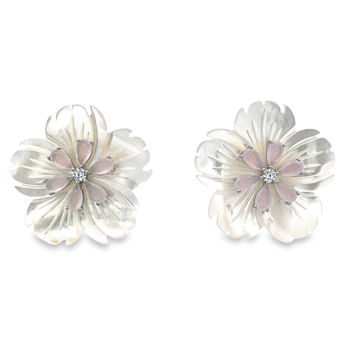 925 SILVER PLATED FLOWER EARRINGS WITH MOTHER OF PEARL