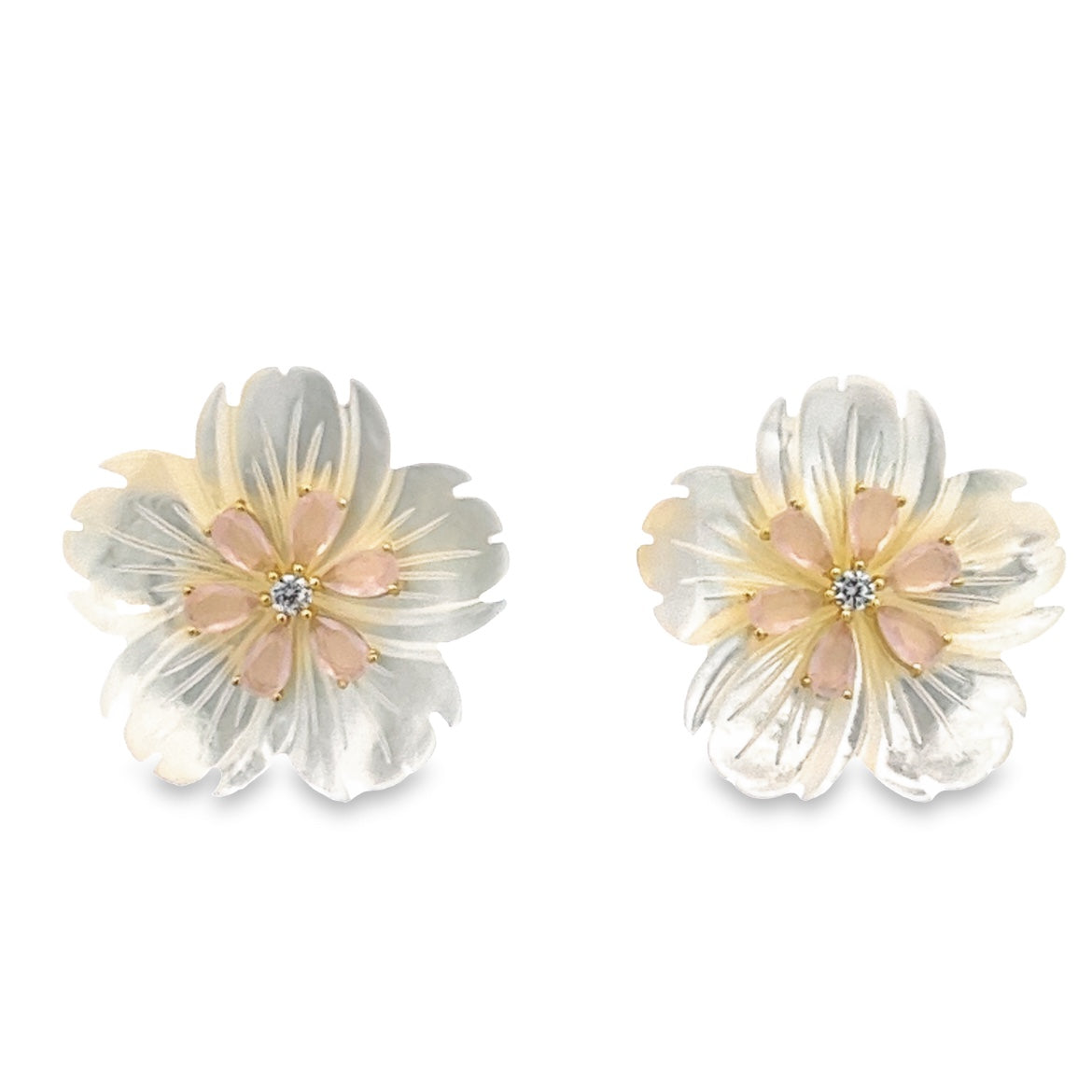 925 SILVER PLATED FLOWER EARRINGS WITH MOTHER OF PEARL
